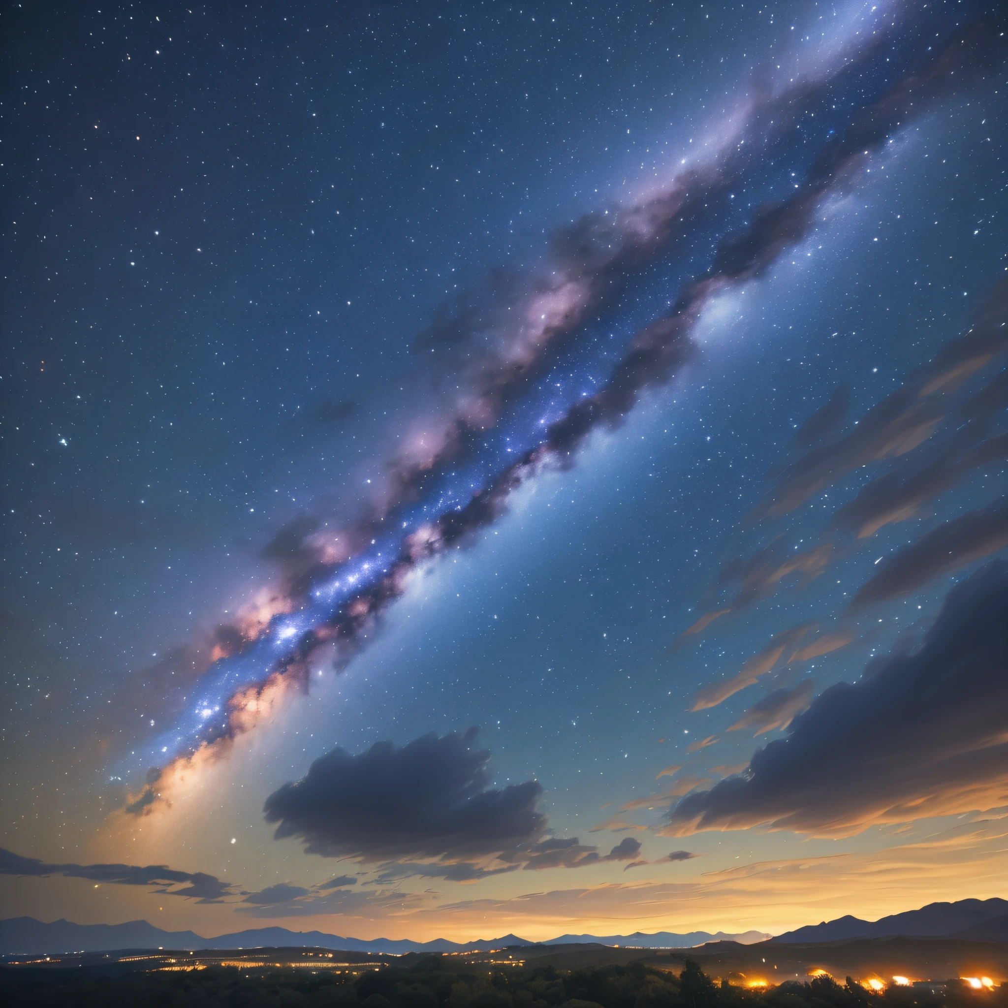 starry sky, night, dark clouds