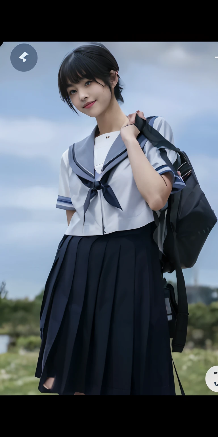 Close up portrait of a person in uniform carrying a backpack, Seifuku, Japan school uniform, wearing japanese school uniform, Sailor Uniform, JK Uniform, loose coat collar sailor uniform, Kantai Collection Style, japanese girl school uniform, girl wearing school uniform, magical school student uniform, Wearing school uniform, Wearing a school uniform, a hyperrealistic schoolgirl, Sailor Clothing