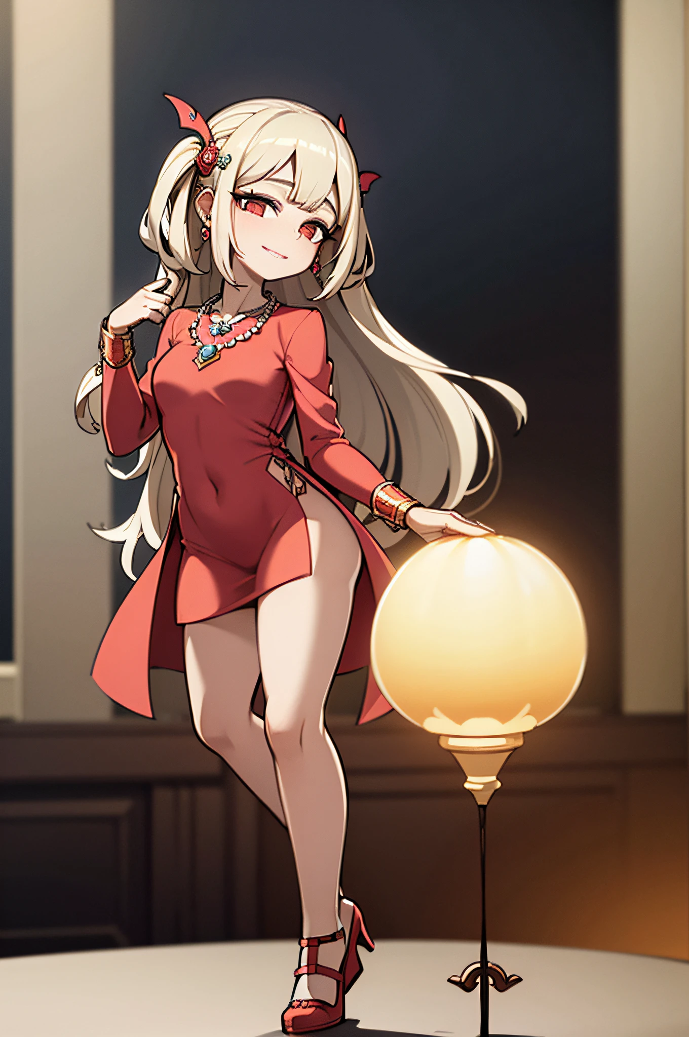 (masterpiece), (best quality:1.4), 1 girl, transparent silk china dress, beautiful face, hair ornament, looking at viewer, smile, closed mouth, lips, necklace, jewelry, long hair, earrings, full body, rim lighting, two tone lighting, soft lighting, volumetric lighting,