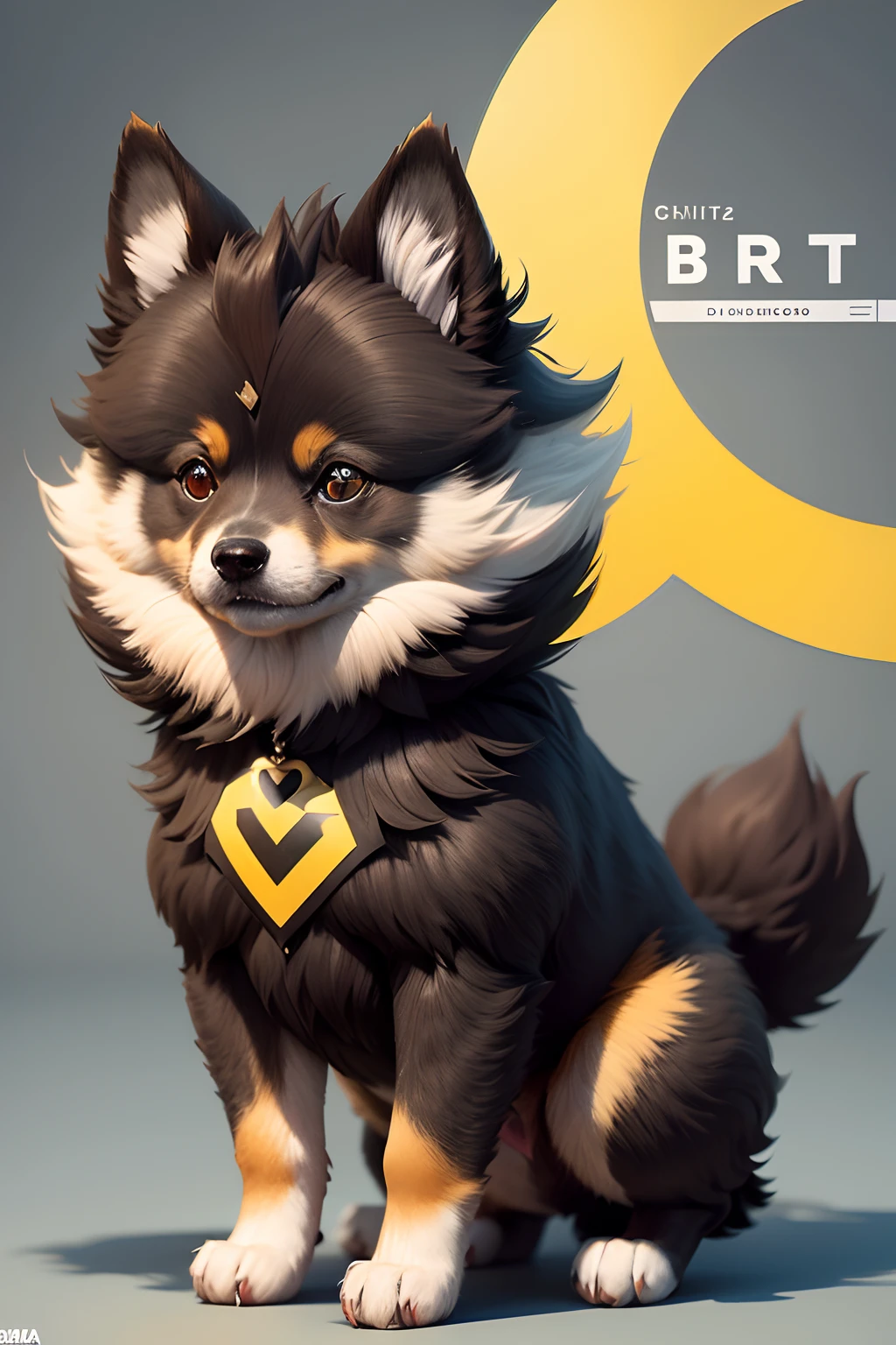 Create an image of a German Spitz, de cor preto, cinza e amarelo queimado, com a juba branca, e umas manchas pretas nas costas, ele deve estar jogando CS