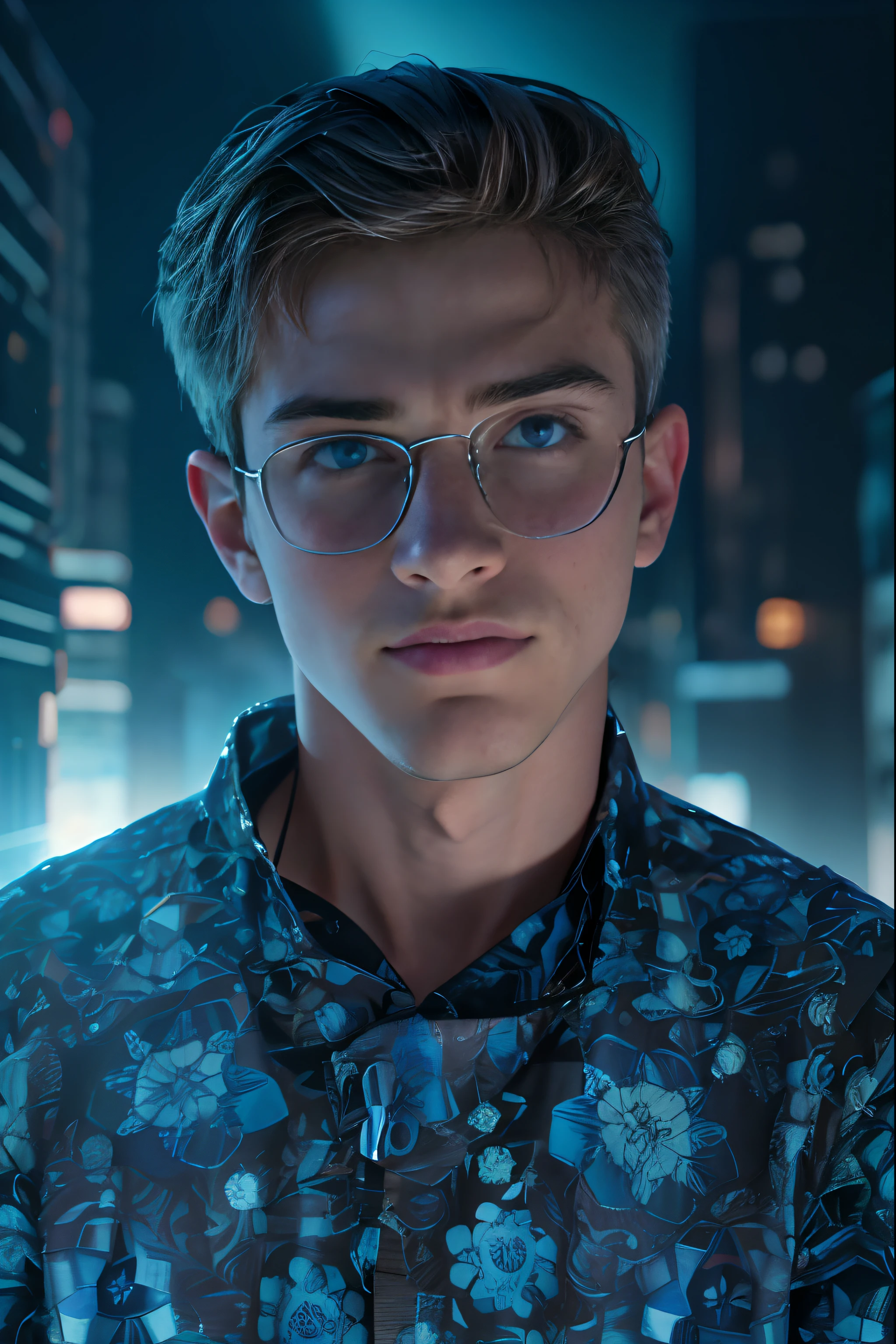 20-year-old man,a handsome,against the backdrop of a metropolis, It's dark night, Serious, hyper realisitc, young Hayden Christensen, Anakin SkyWalker(A detailed eye:1.3),BazleColor Eye,full bodyesbian