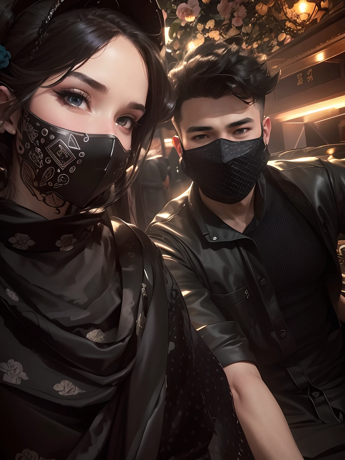 Pretty girl and handsome boy in black