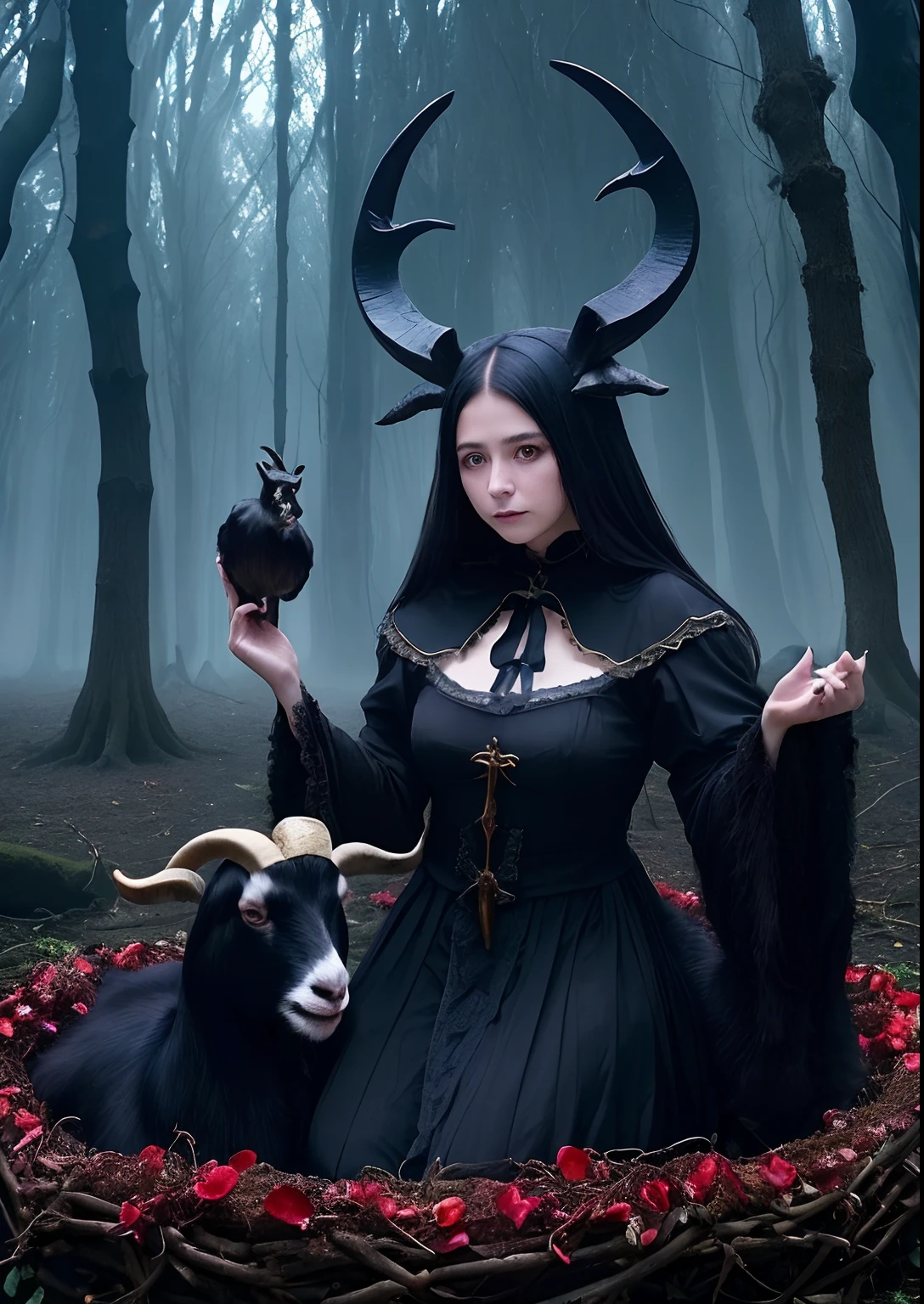 French woman、((O black goat of the forest, conceived a thousand children, accept my sacrifice!))、 (FGO / Jacques de Molay)、 Cosplay、In a nightmare、Nightmare space、Dark Fantasy、Most Beautiful Form of Chaos