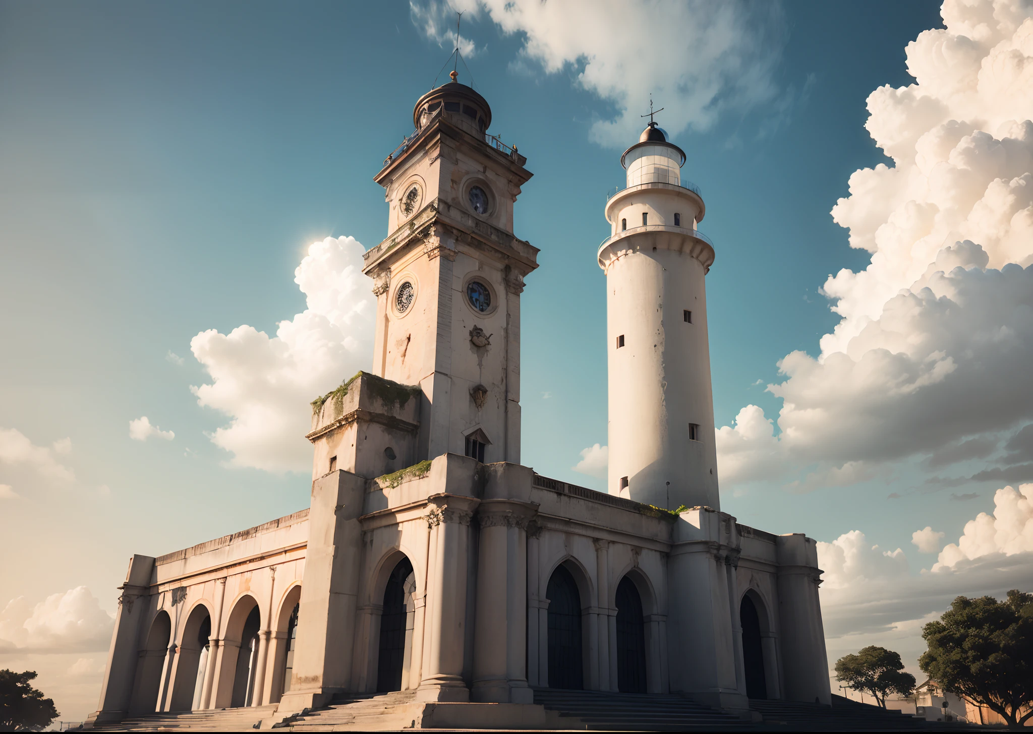 Farol da virtude com sol e lua, symbol of Freemasonry and good towers and jaquim