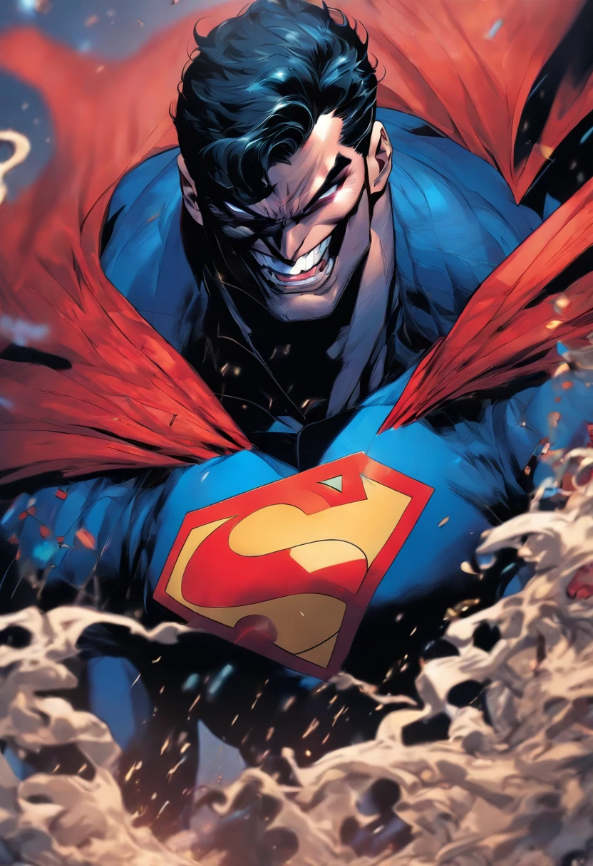 Superman(DC) combined with Venom(Marvel), standing, combined