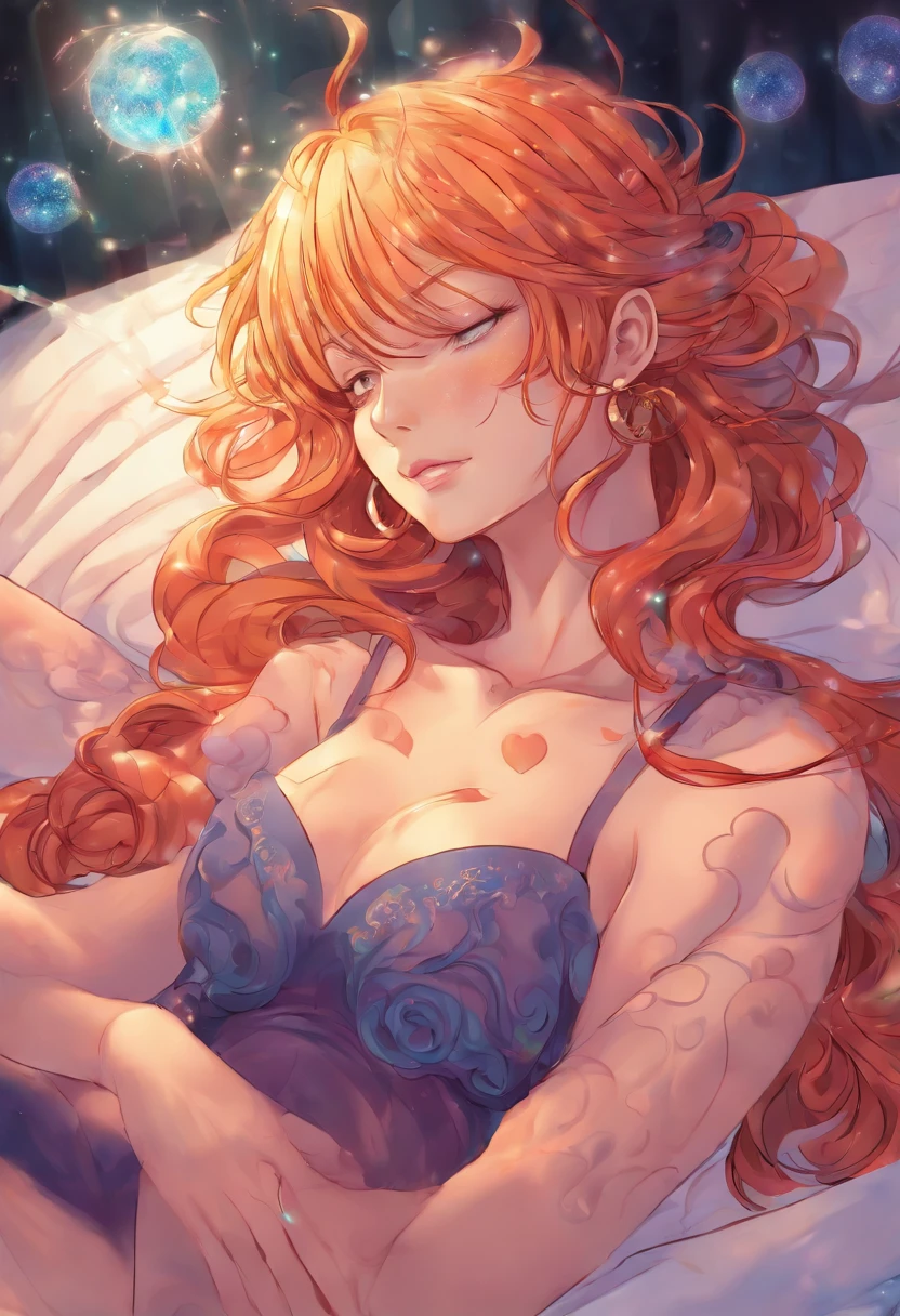 Thicc nami from onepiece seductive inside the bedroom laying on the bed