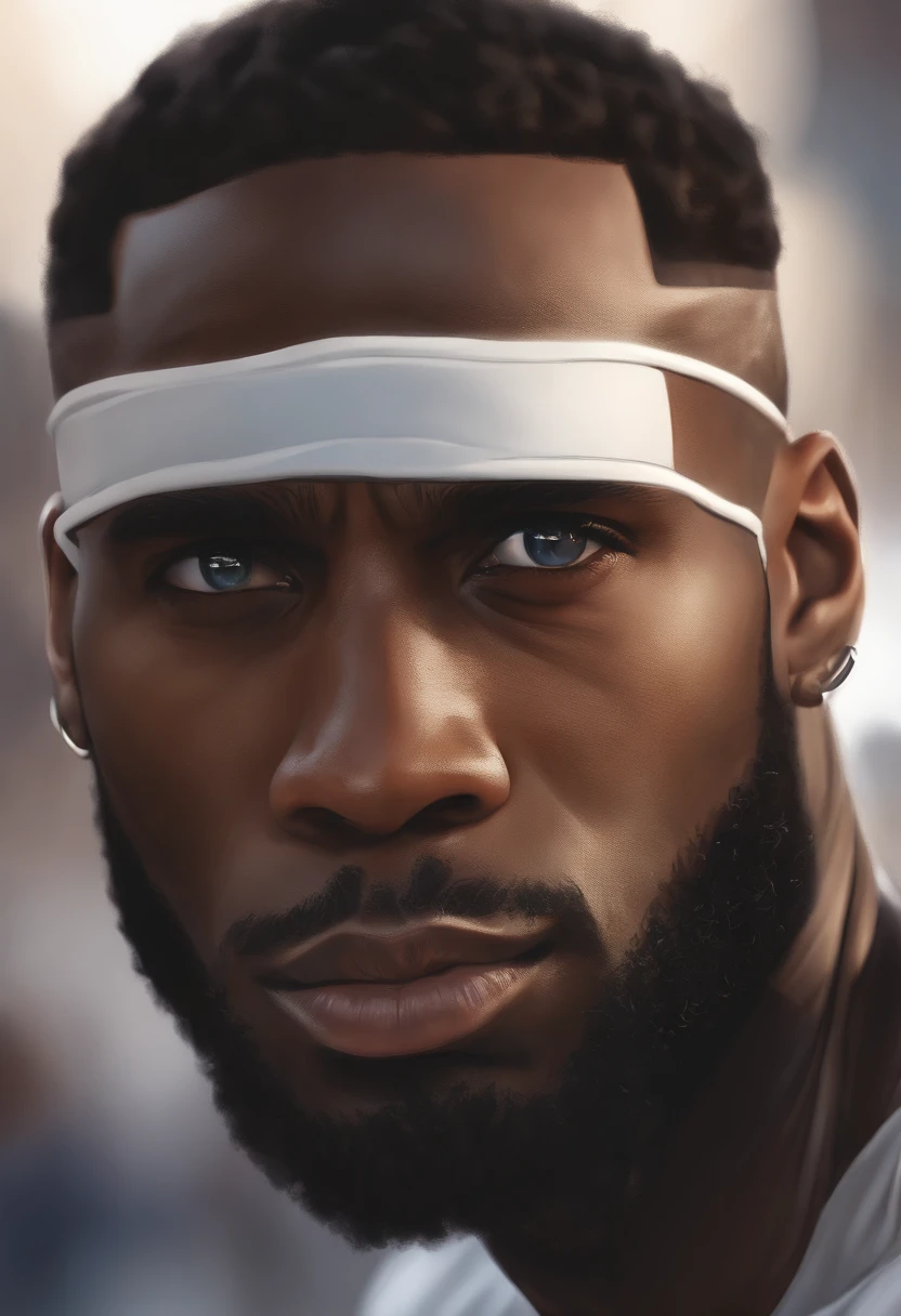 Close-up face portrait of a lebron james with strong expressions, soft smooth skin, Fantastic Big Eyes, beautiful intricate, Symmetrical medium color hair, Keep your eyes open for anime, Soft lighting, Detailed face, By Makoto Shinkai, Stanley Ateg Liu, Phlegm sputum, phlegm, rossdraws, concept-art, realistic, looking at the camera, 4D