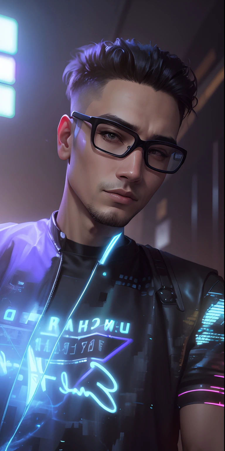 Change background cyberpunk handsome boy realistic face