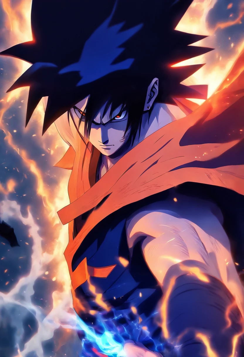 Uchiha Sasuke(Naruto Shippuden) combined body with Superman(DC), Stand up straight