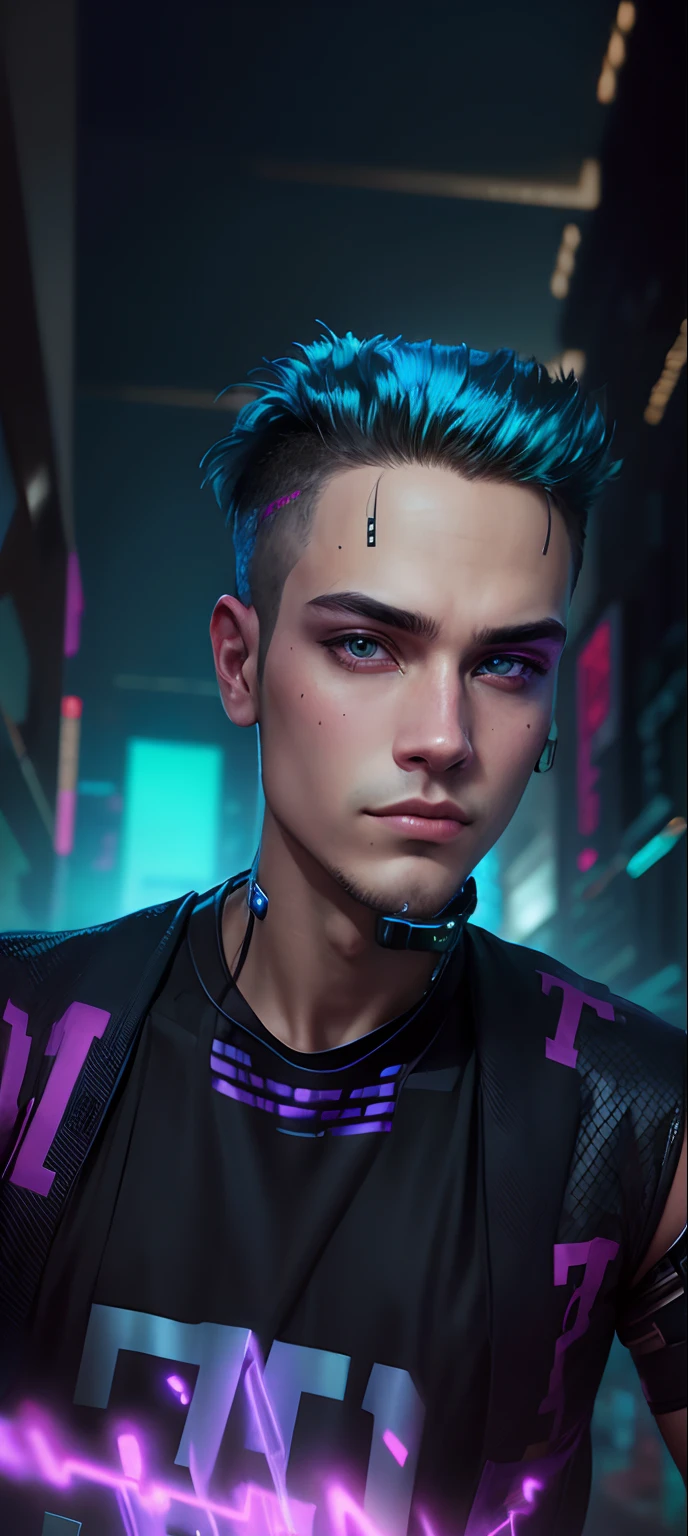 Change background cyberpunk handsome boy