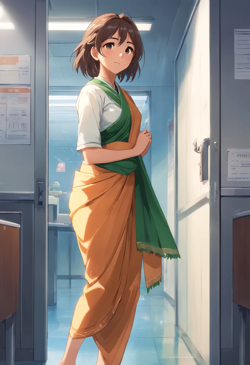 indian girl in saree , , whitesh brown, realistic, high quality, best quality, white pee, self peeing, desperation, front view and bottom view,
office lady, urination, wet legs, humiliated