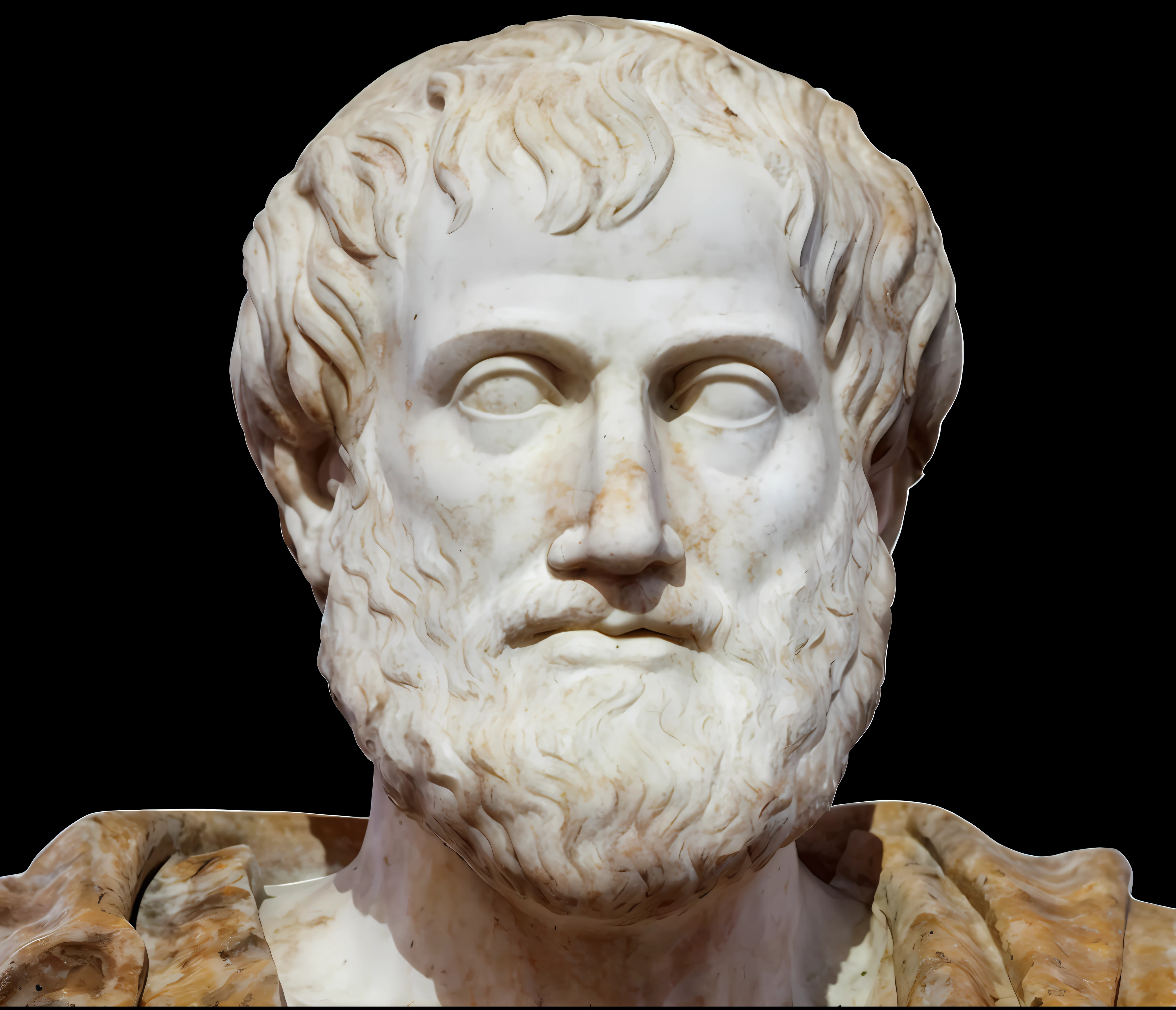 a close up of a statue of a man with a beard, portrait of aristotle, an ancient male bearded face, stoic facial expression, stoic face, philosopher, stoic attitude, stoicism, marble bust, an ancient greek statue, inspired by Exekias, stoic and calm, theophanes, stoic pose, platon