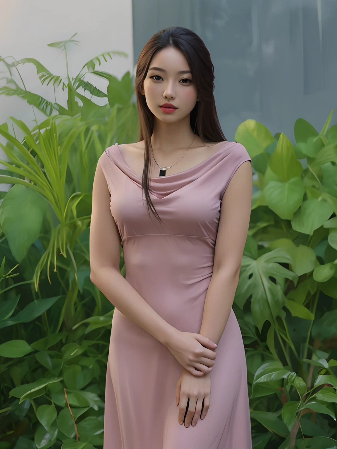 Sexy girl in the jungle, medium breast