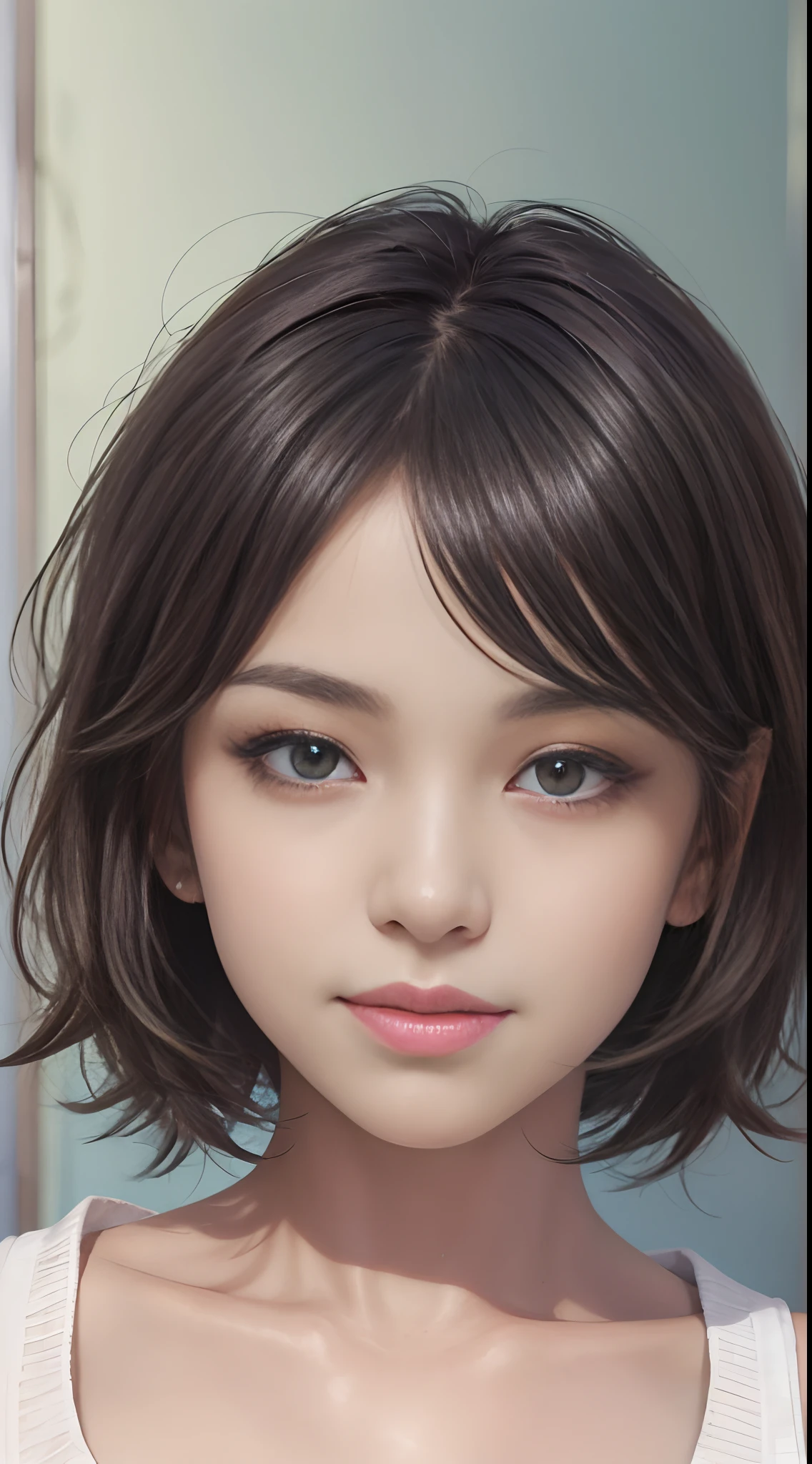 closeup portrait, best quality, detailed , 1girl, black hair, short hair --auto --s2