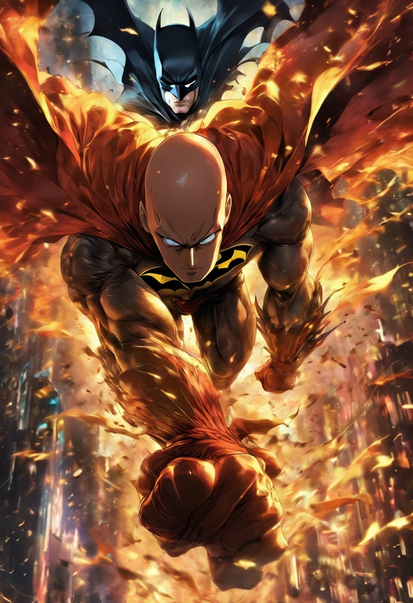 Saitama combined body with Batman