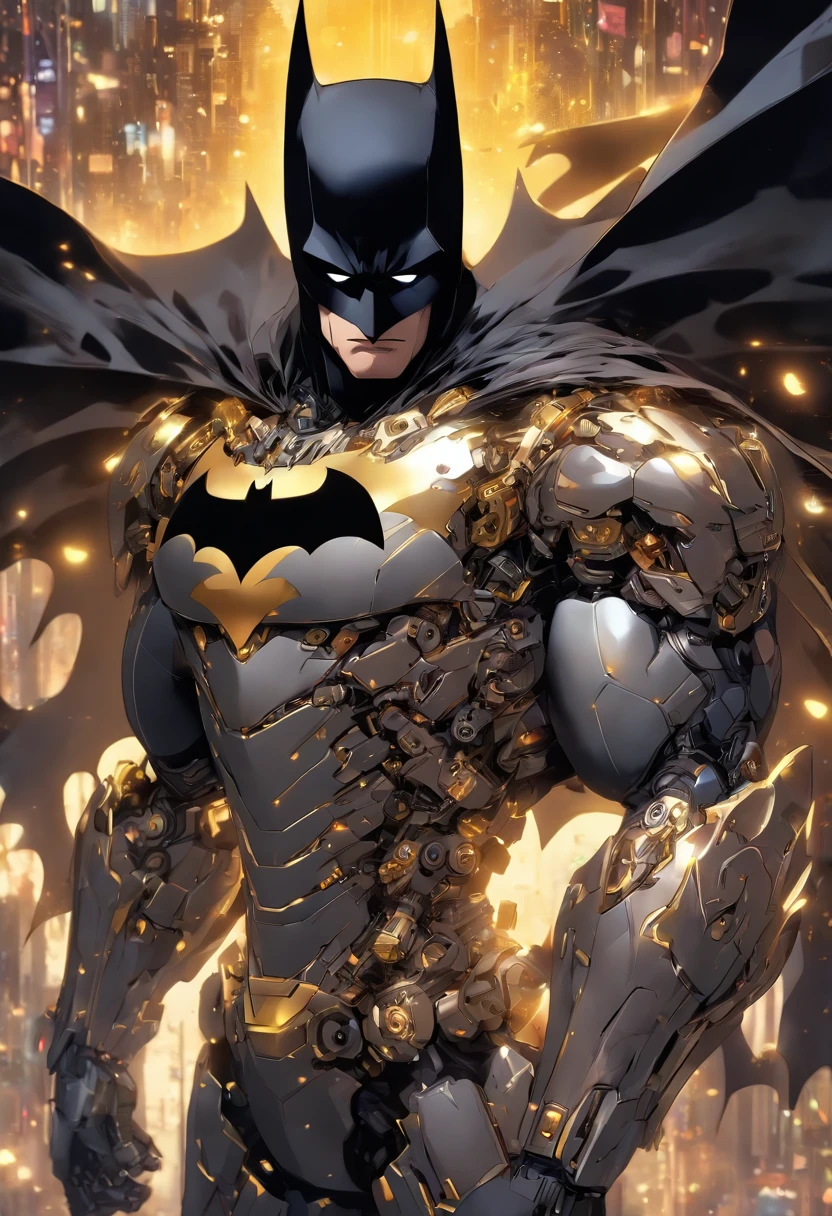 Batman wears a gold and silver robot suit, Robotics