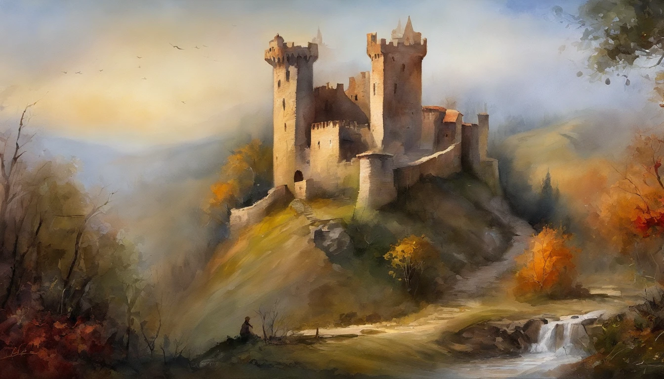 best quality, master part, ultrahigh-resolution, (fotografia realista:1.4), Surrealismo, Semelhante a um sonho,FusionArt, Shadow dancer, magia das sombras,olhos vermelhos, Vampiro de cabelos pretos，Ruined castle in the background