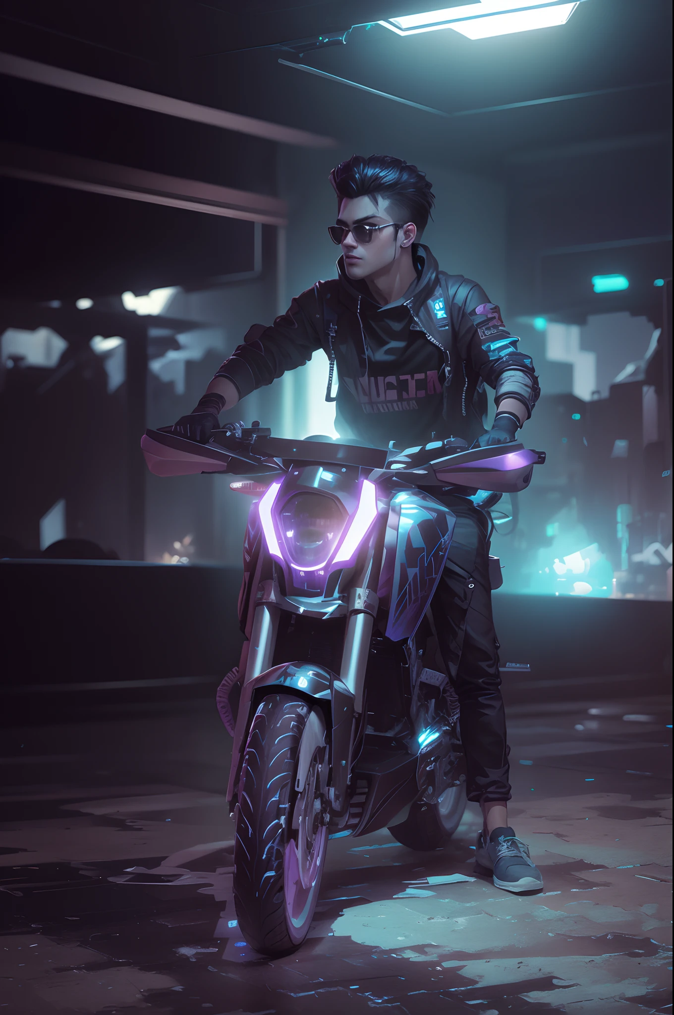 Change background cyberpunk handsome boy