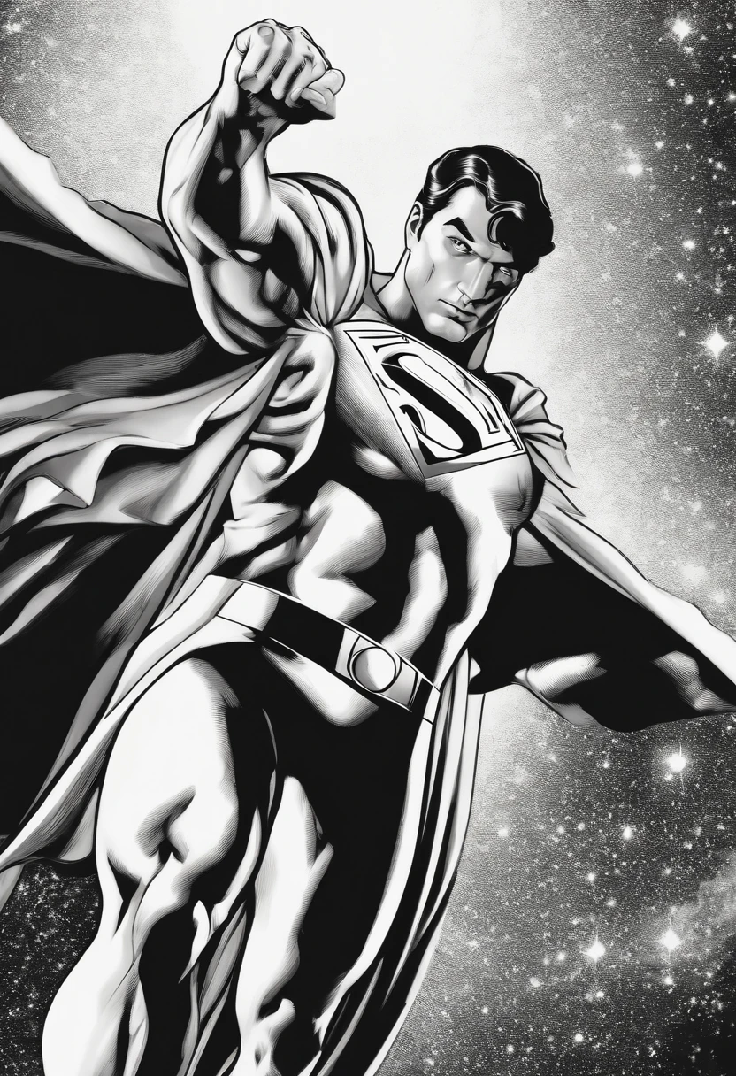 Superman masterpiece in white and black