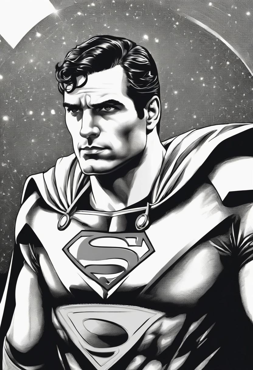 Superman masterpiece in white and black