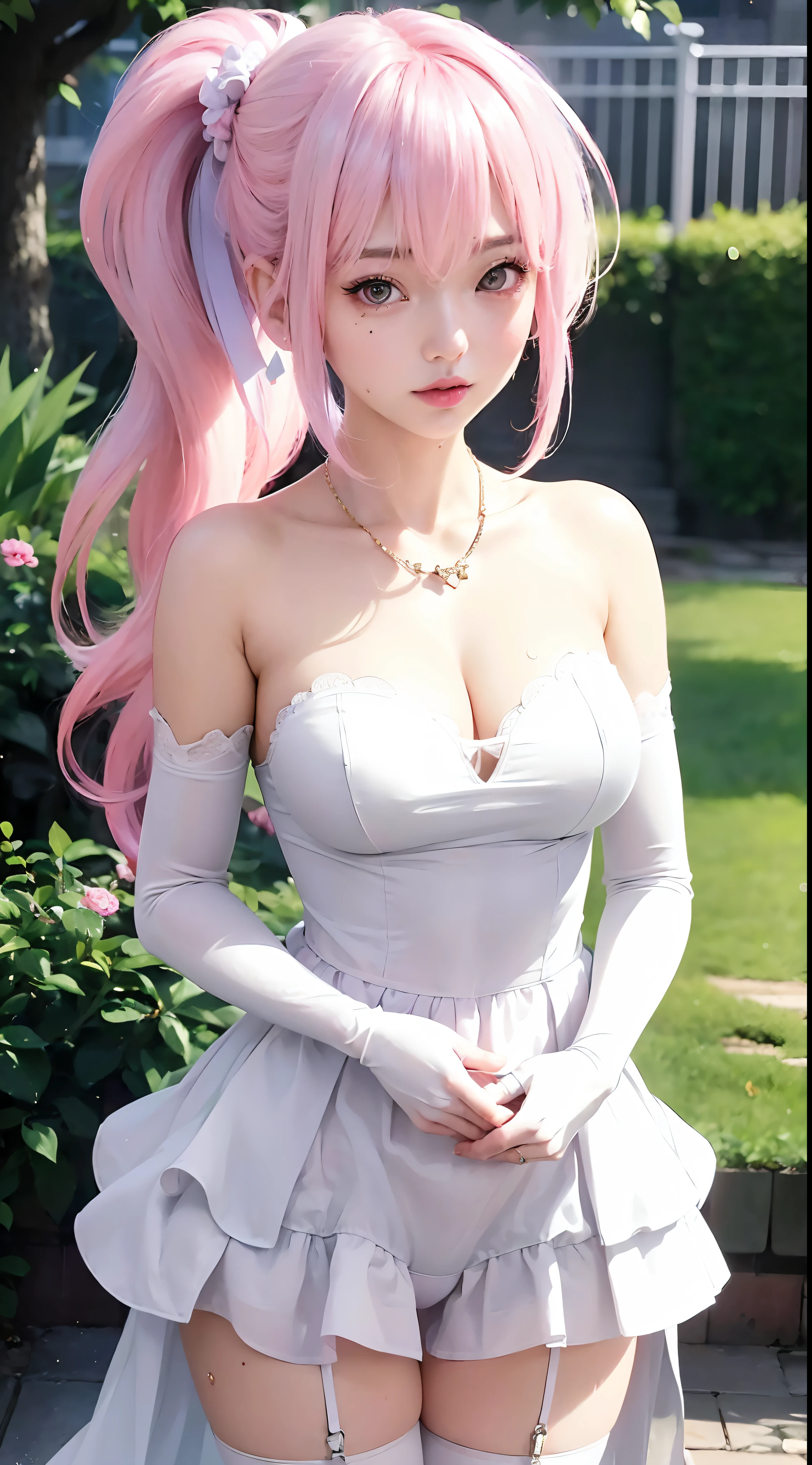 (8K, top-quality, masterpiece:1.2), (reallistic, Photorealsitic:1.37), Super Detail, One girl,), (Highly detailed), (beautifully detailed eyes), (of the highest quality), (super detailed ), (masterpiece), (Detailed face),20yr old, ,1 girl, ((pink hair,long hair)), medium breasts, clothed, Perfect Lighting, BREAK, (shiny satin fabric:1.5), (very thight:1.5), (super tight-fitting:1.5), (halter-neck top:1.5), (waist ribbon:1.5), (high-waisted flared skirt:1.5), (A-line silhouette:1.5), (crystal details:1.5), (purple:1.5), (high heels:1.5), (accessories:1.5), (seductive expression:1.5), (sweaty skin:1.5), (white breath:1.5), (heaving breasts:1.5), (parted lips:1.5), (suggestive pose:1.5), (hand on thigh:1.5), BRAKE, (upper body to thighs:1.2), (long pink hair:1.2), (looking at viewer with a flirtatious smile:1.2), (dynamic pose:1.2), (hand on thigh:1.2), (holding skirt:1.2), (magic forest background:1.2), (fantasy:1.2), (rabbit:1.2), (shiny lighting:1.2), (sweat and white breath in the cold air:1.2), (enticing body language:1.2), BRAKE