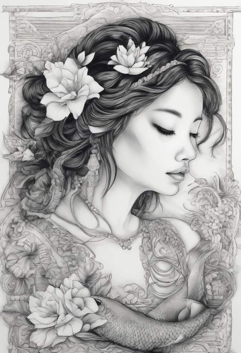 pintura em aquarela,luscious greenery,flores delicadas,atmosfera serena,luz e sombra,master part:1.2,ultra-detalhado,Realistic:1.37,vivid colors,Luz natural suave,belos olhos e rosto detalhados,vestido tradicional fluindo,peaceful look,2 s rindo,pontes sobre lagoas tranquilas,pagodes ornamentados,bambu imponente,Peixes koi carmesim nadando na lagoa,caminhos de pedra decorativa,pequenas esculturas de pedra,jardim zen com areia cuidadosamente raspada,arquitetura tradicional chinesa,subtle traditional music playing in the background