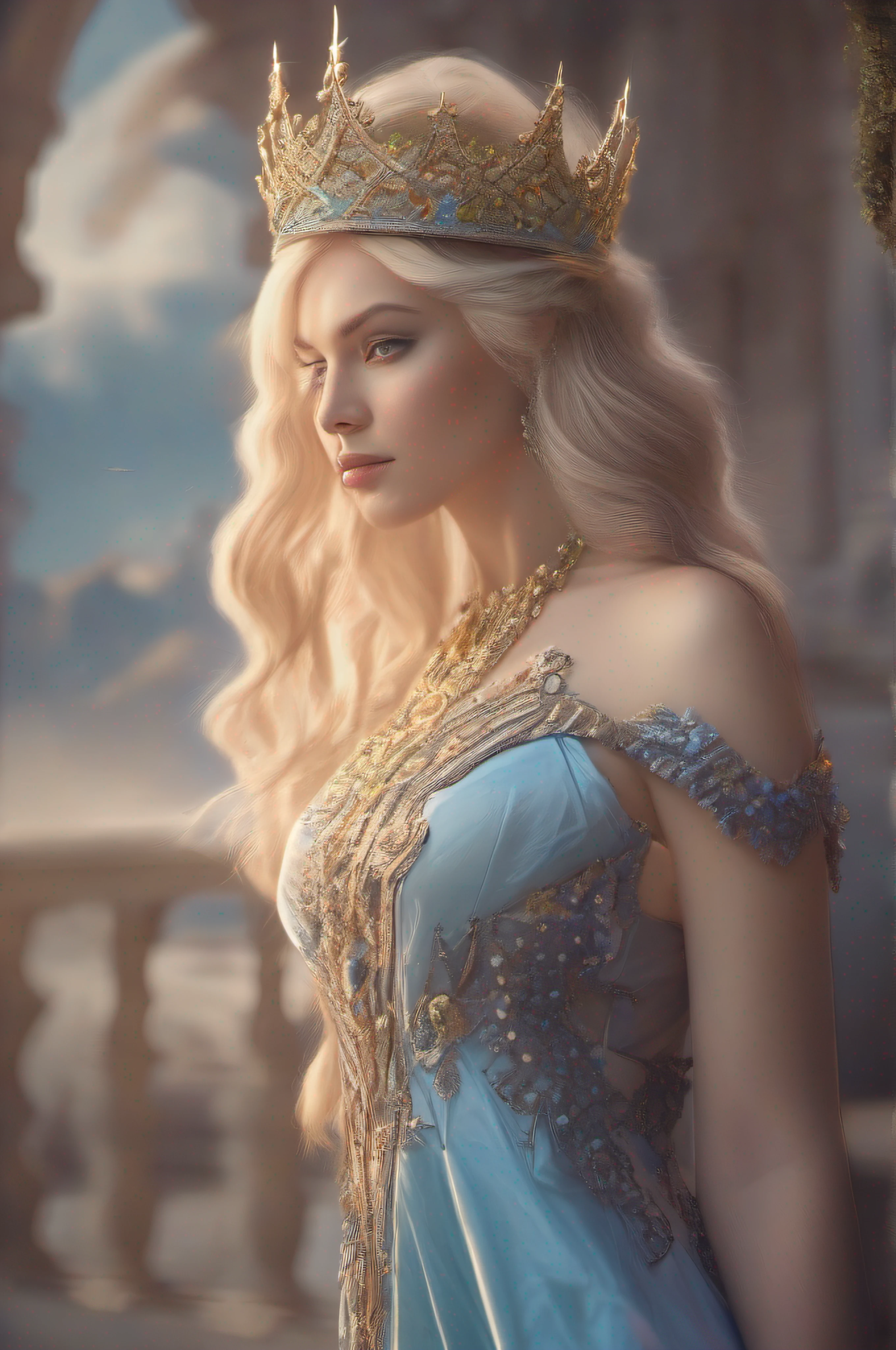 a photography, HD,, photo, woman, beautiful dress ornate, mdjrny-v5, style portrait of a gorgeous blond female in the style of stefan kostic, realistic, half body shot, sharp focus, 8 k high definition, insanely detailed, intricate, elegant, art by stanley lau and artgerm, extreme blur flames background, Princess girl with wing, Blue, Pastel, glitter, dramatic, dreamy, pastel, Watercolor, Whimsical, Delicate, seashell crown, Trending on Artstation, Highly detailed, Intricate, Portrait, digital painting, Fantasy theme, Fantasy robes, Fantasy concept art, Fantasy character art, Smug, age girl, perfect body, full body, dreamy, pastel, Watercolor, Whimsical, Delicate, seashell crown, (Cinematic Photo:1.3) of (Realistic:1.3),(Proud:1.3) (Cinematic Photo:1.3) A woman, skin pale pores texture, hair blonde, photograph (Greece, Mythology:1,3) beauty in dress glass,Intricate Surface Detail, 8k, Sparkle Core, Hyper Realistic, Dreamlike, Ethereal Fantasy, Realistic, Fiction, Full-HD, HD, 8K, Soft Lighting, Beautiful Lighting,Highly Detailed,(70s Art:1.3),(Magical Realism:1.3),(Classical Realism:1.3)