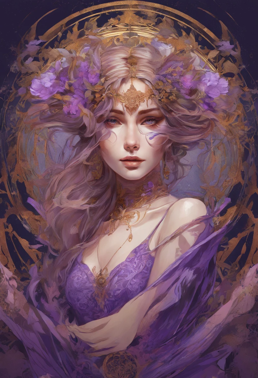 girl, centered, looking at the camera, approaching perfection, dynamic, shades of purple, highly detailed, digital painting, art station, concept art, smooth, sharp focus, illustration, art by Carne Griffiths and Wadim Kashin, detailed face, 4k
