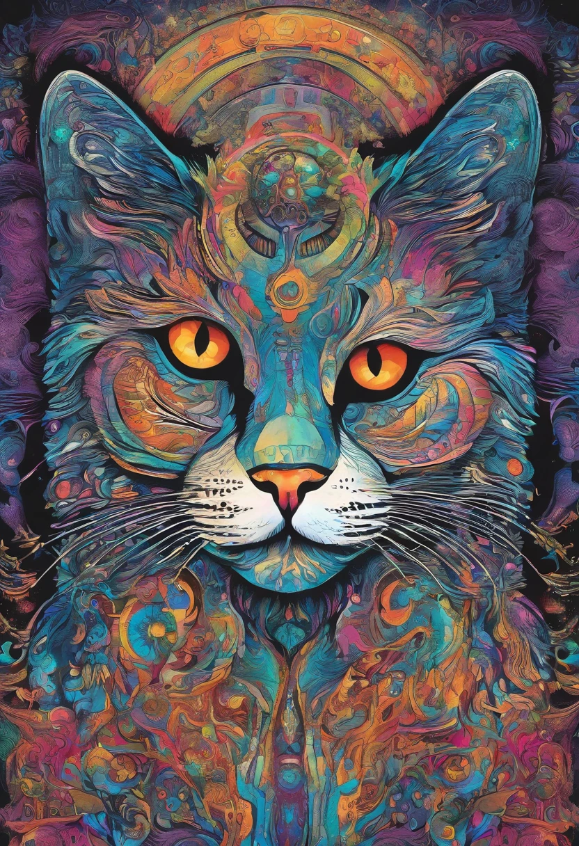 galactic cat with a lot of hair on it's head, third eye, staring at something in the distance, intricate details,  electric, fantasy art, Anato Finnstark, emulsion painting, highly detailed, misty
rutkowski, hdr, hyperdetailed, rim light, faded, dim