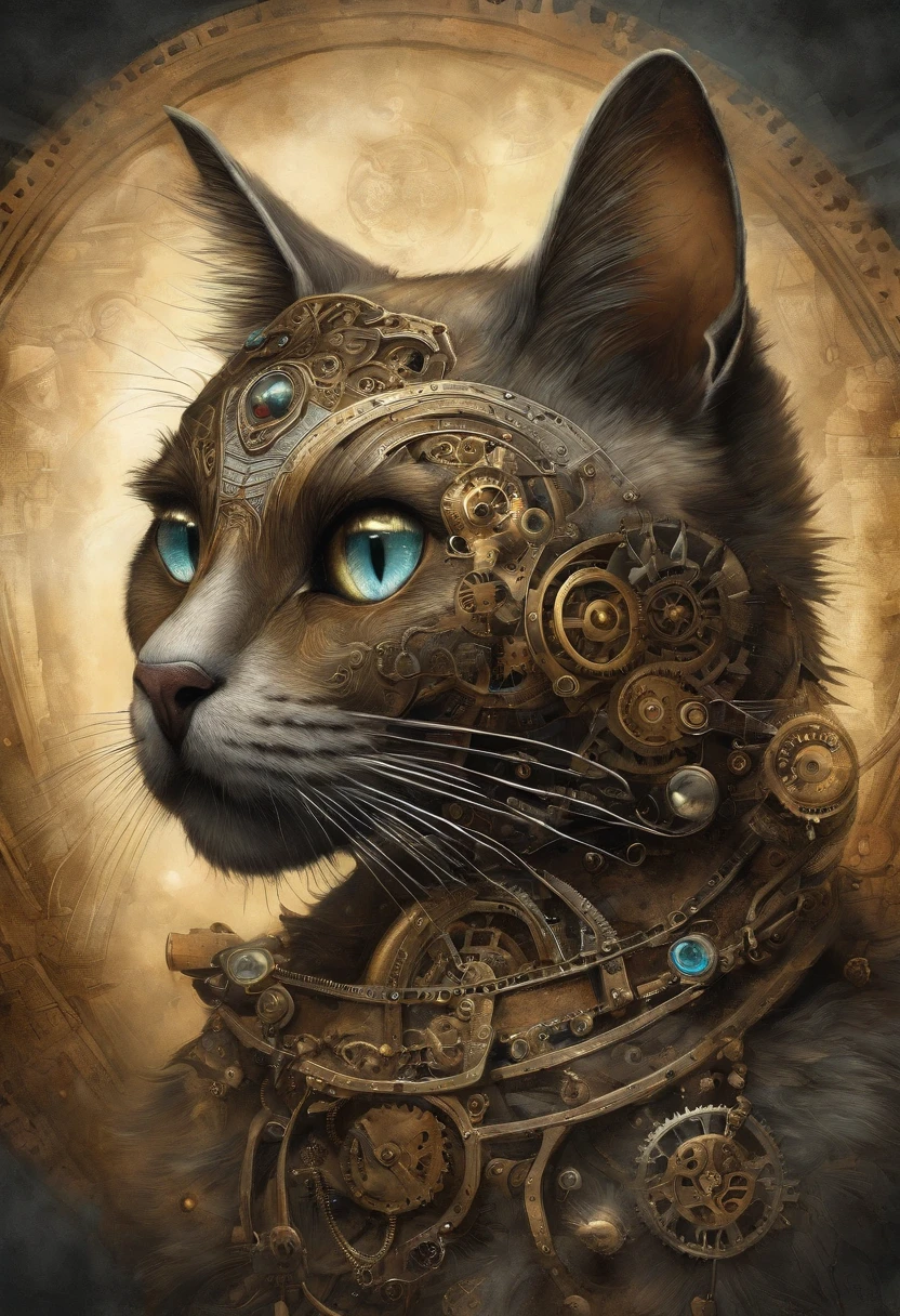 galactic cat with a lot of hair on it's head, third eye, staring at something in the distance, intricate details,  electric, fantasy art, Anato Finnstark, emulsion painting, highly detailed, misty
rutkowski, hdr, hyperdetailed, rim light, faded, dim