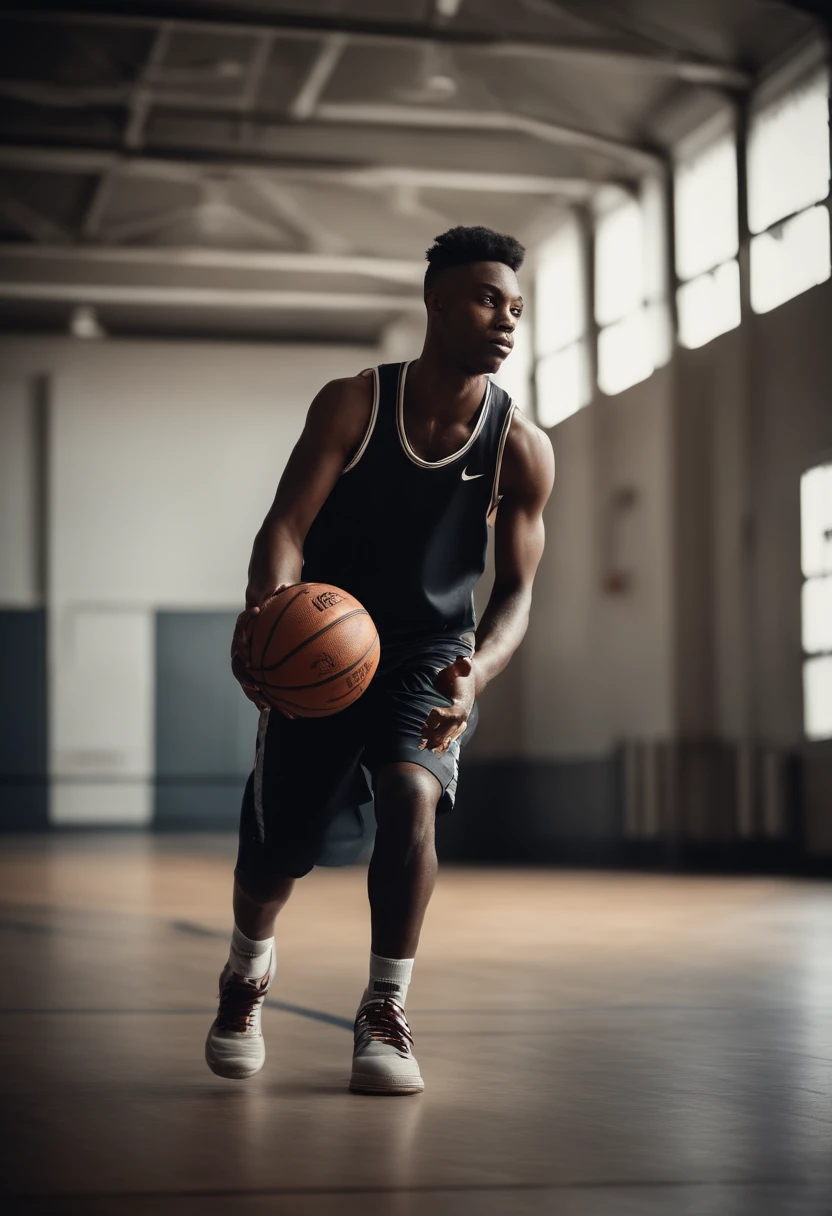 dynamic basketball pose wearing nike shoes