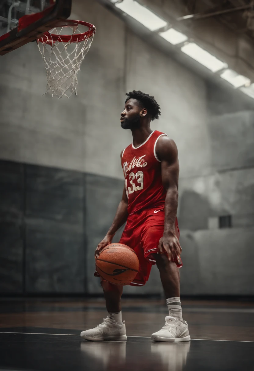 dynamic basketball pose wearing nike shoes