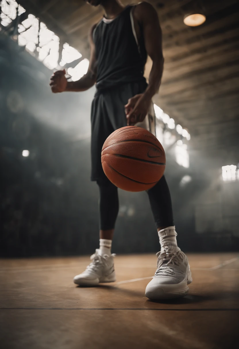 dynamic basketball pose wearing nike shoes
