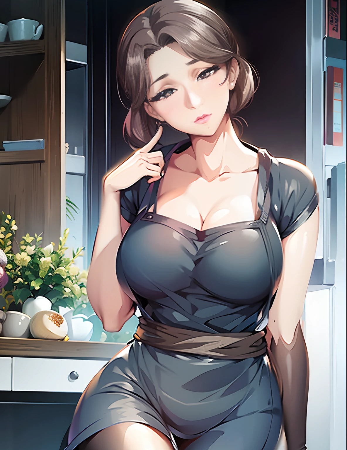 Kitagawa Utamuro style, anime visual of a young woman,Focus on the face,exquisite and beautiful face,high ponytails,Long hair，城市,Outdoors,Stand up,long leges,Mature woman,Big breasts wife,Married Woman,Mature woman,office  lady,(Masterpiece), (Best quality), (Ultra detailed),(Disheveled hair),huge tit,stiletto,Slender and tall,Exquisite details,Feet are delicate,full-color,