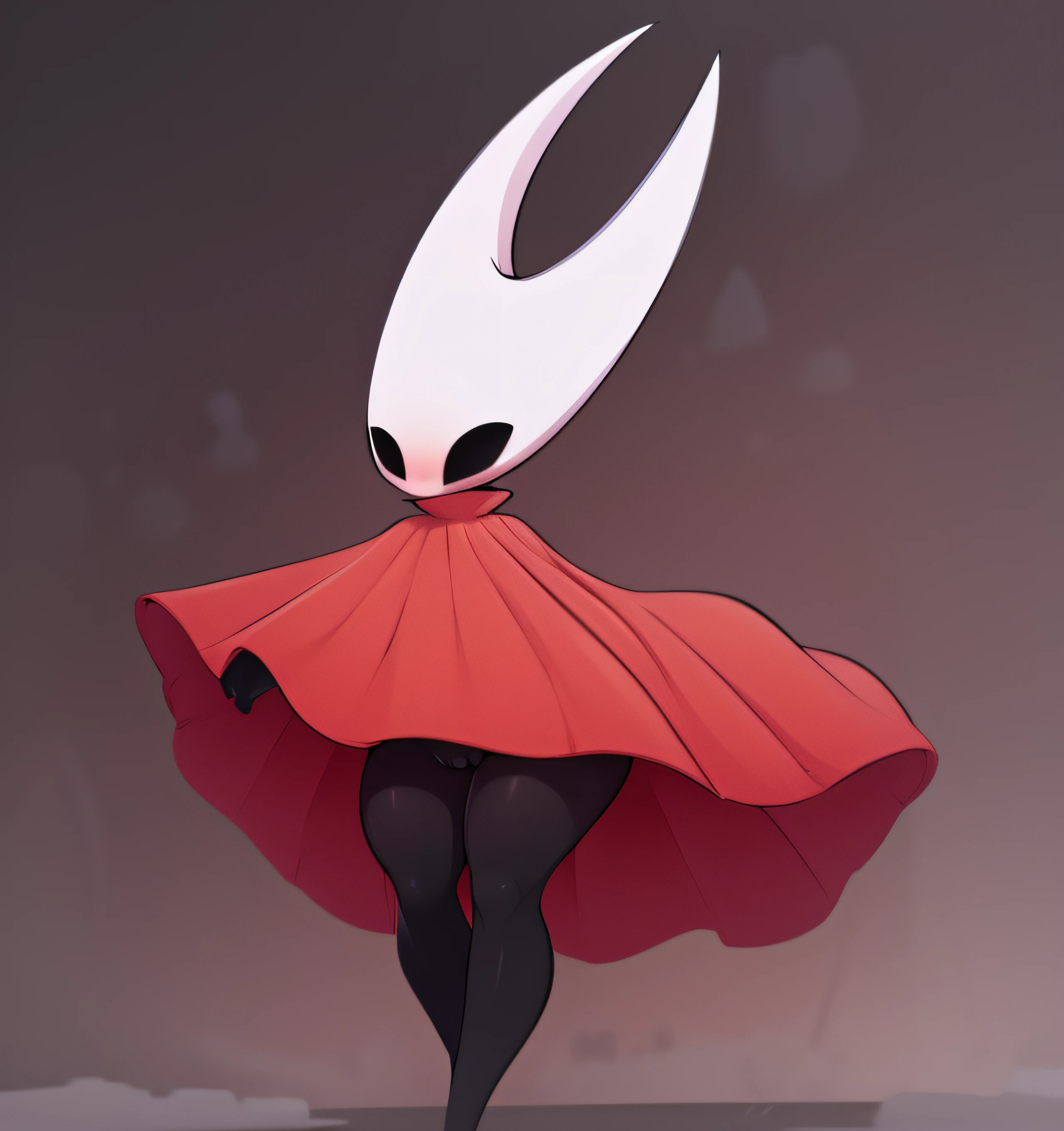 hornet, cute, chibi, no feet, furry female, anthro,  standing, solo, red cloak, (best quality), looking at viewer, flat colors, nsfw