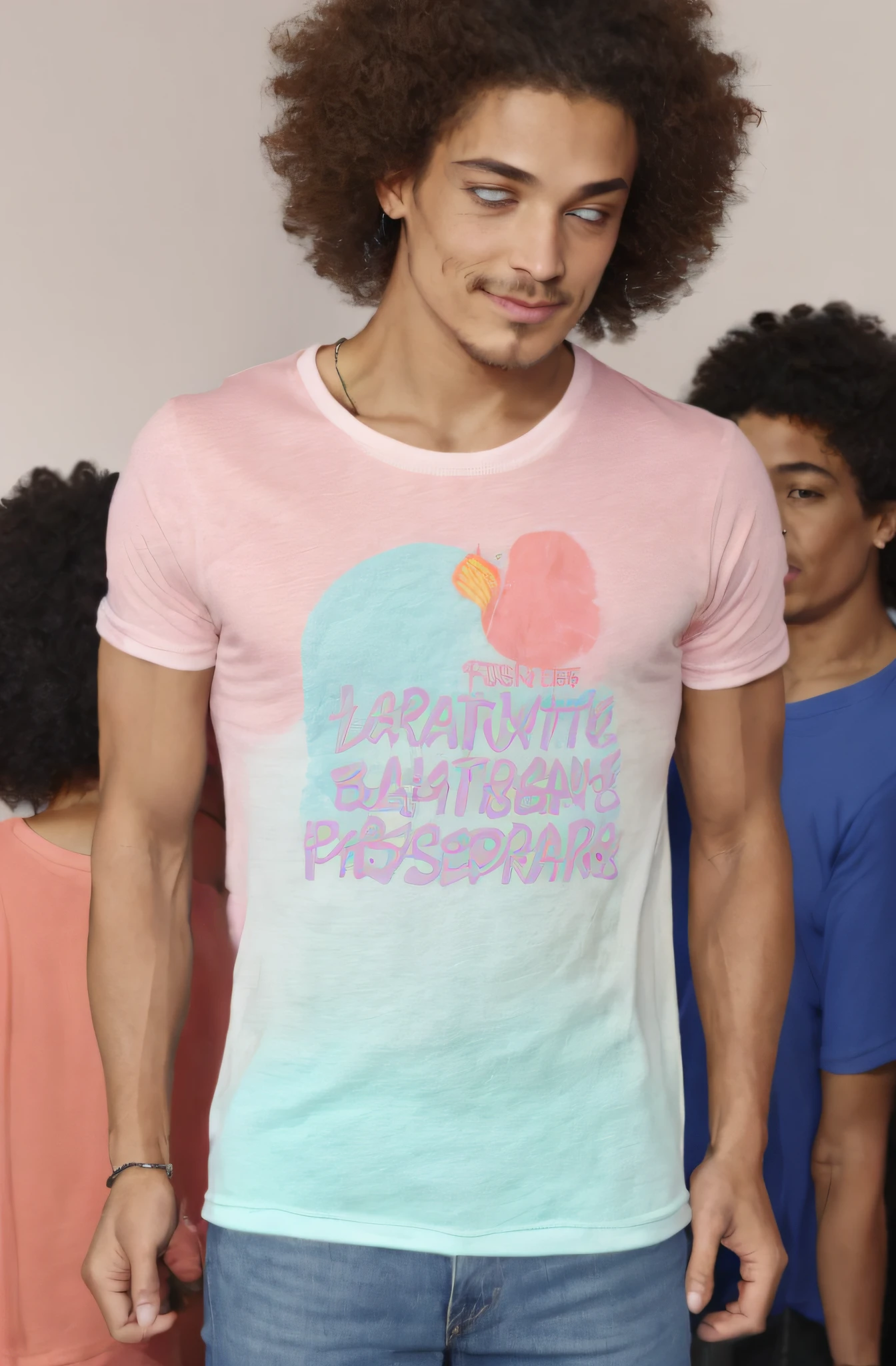 BaptisteMarci is captured in a candid moment backstage. His t-shirt named "tshirt" is the center of attention, illuminated by a lime glow. The ambiance is set by lavender, mint green, and coral hues, creating a harmonious blend.