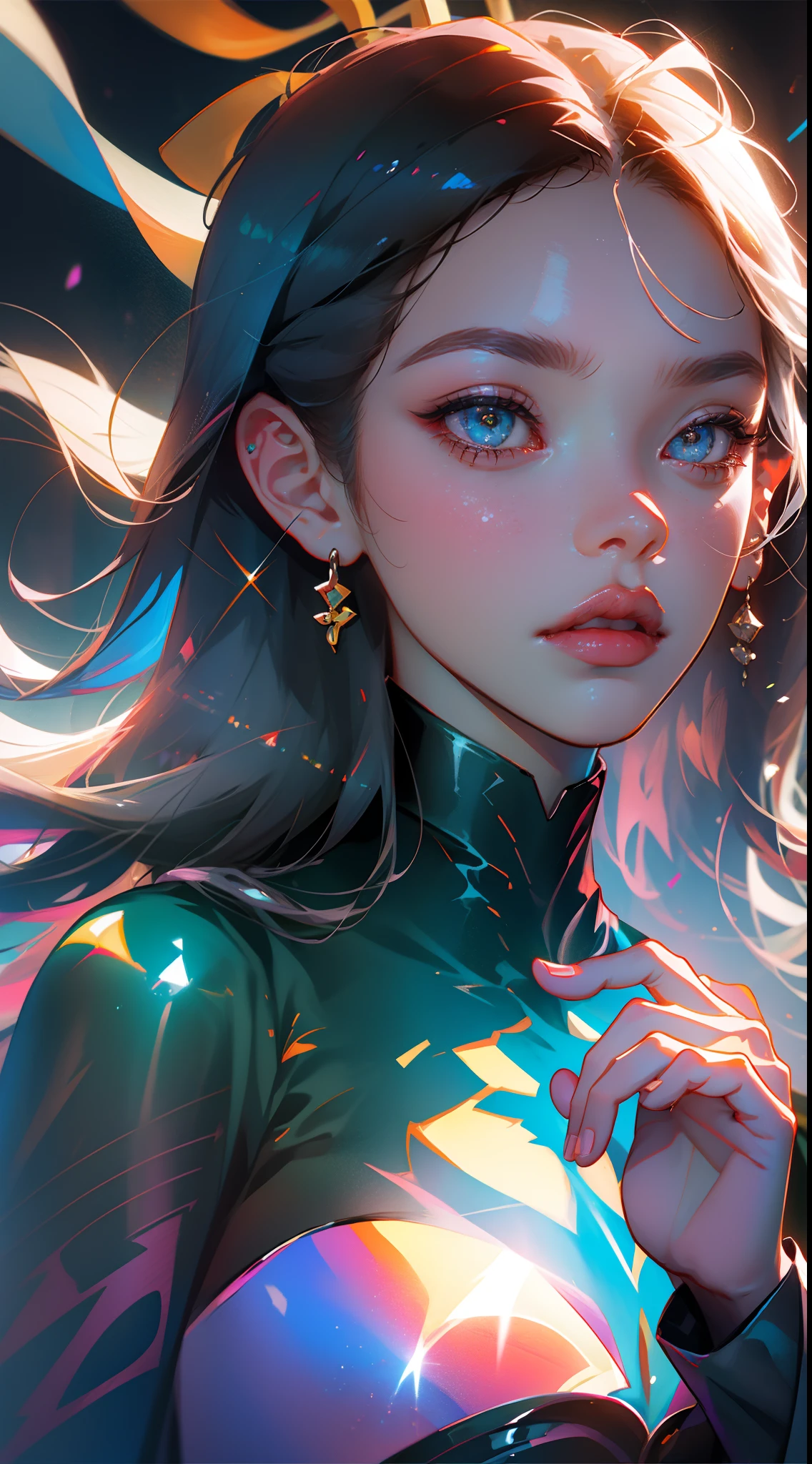 Perfect work-πrima, extremely high quality, qualidade de imagem perfeita, 8k, 2 garotas, lente da parte superior do corpo, (retrato frontal: 1.5), rosto delicado, Rosto em close-up, fada, Olhos transparentes brilhantes bizarros, magical transparent eyes, olhos de estrela, cabelos grisalhos, Holographic Ghost Background, detalhes finos, arte digital, Papel de parede 8k, flat illustration, full-colour illustration, estilo minimalista, Rong and Aesthetics: 1.2), Detalhe extremo, colorido, Detalhe Supremo, obra-prima, Melhor Qualidade, realidade, deusas gregas, forma curva suave, 2 garotas, deusas bonitas, tiro extremamente detalhado da deusa, Realistic, 1girl, cabelos vermelhos, olhos verdes, olhos brilhantes, cabelos pretos vom mechas azuis, 2 garotas, corar, sol, luz solar, 2 garota, bareshoulders, Seios medios, cabelo entre os olhos,cabelos longos, ver visualizador, separated-lips, fundo simples, colar, brilhar, sozinho, V-arms, (pele brilhante), (master part: 1.4), (best quality: 1.4), ,,, Facigirl, red lips, (: 1.5), (areola see-through), rechonchudo, enorme, suado, bunda carnuda, Corpo rechonchudo. 2 garotas