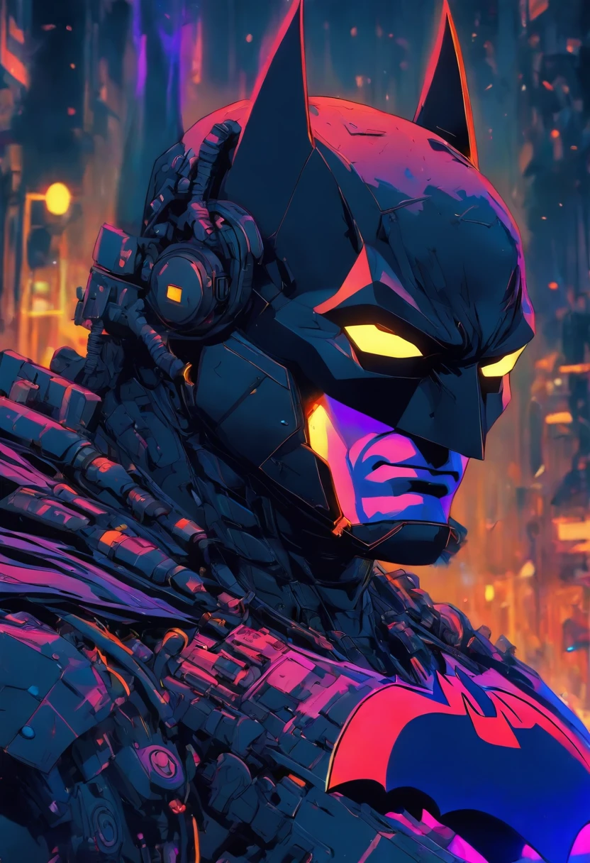 Batman wears a black combat robot suit