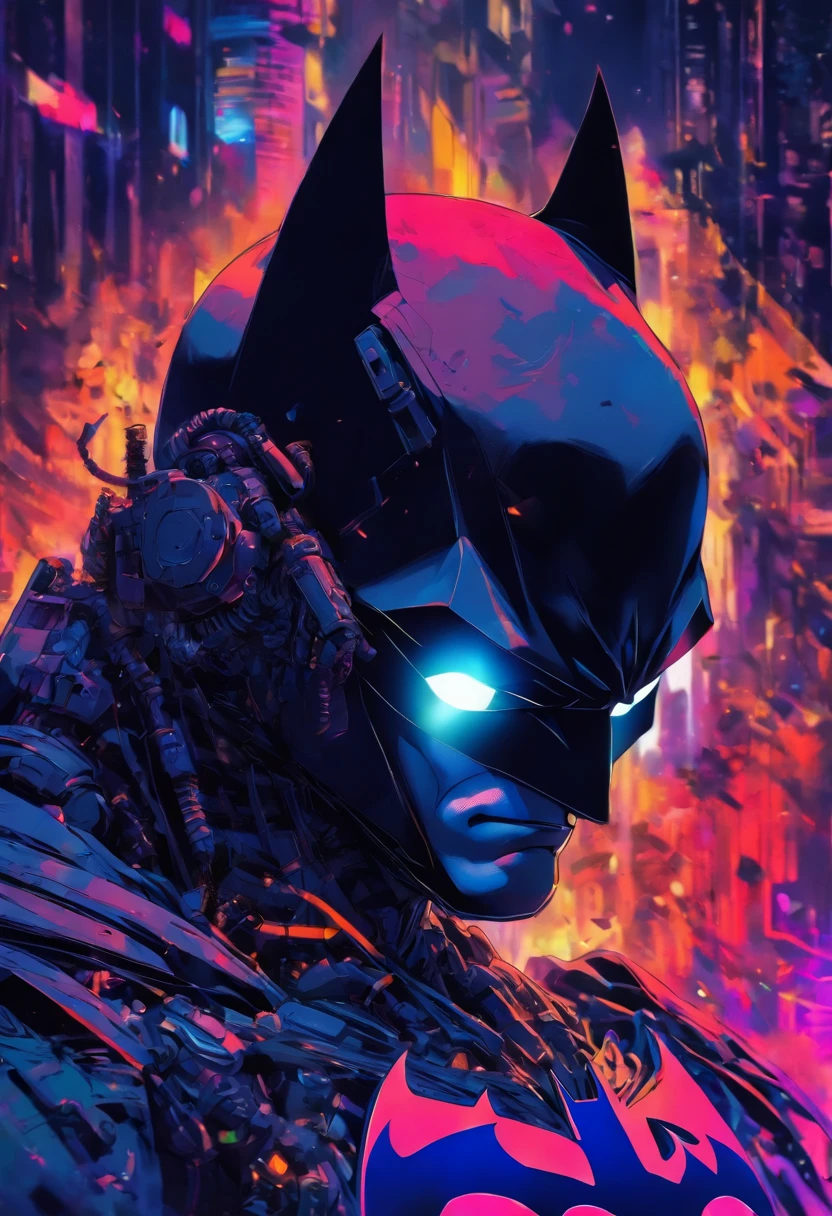 Batman wears a black combat robot suit