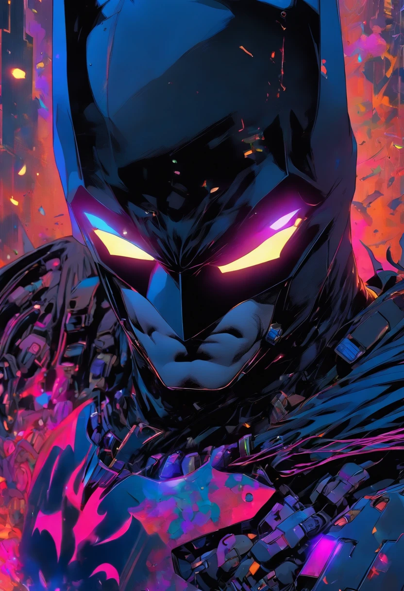 Batman wears a black combat robot suit