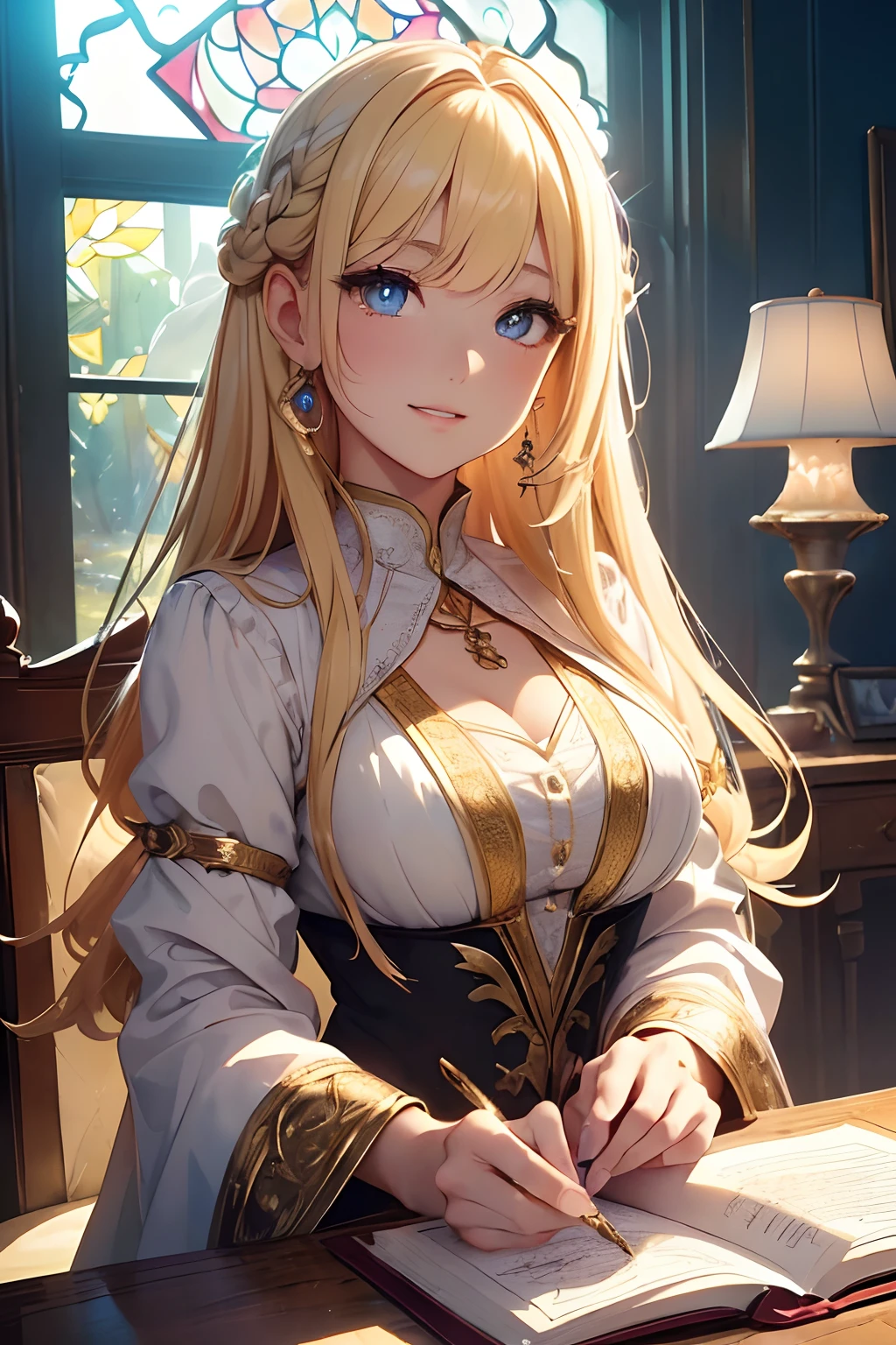 (masterpiece, top quality, best quality, official art, beautiful and aesthetic:1.2), (1girl:1.3), (fractal art:1.3), long pink hair, gold eyes, holding a healing staff, temple background background, facial calm enthusiastic, priestess, healer, fantasy, perfect eyes, ultra detailed eyes, extremely detailed artgerm, 8k high quality detailed art, infinite celestial library, anime goddess, anime fantasy illustration, detailed anime art, epic light novel art cover, trending on artstation pixiv, praying to goddess, full maiden garment, virgin, elegant robe,best quality，masterpiece，Ultimate resolution，Extremely colorful，Colorful，saintess，a mature female，Crop topping，Nun dress，The  is exposed，cathedrals，Sanctuary，Normal posture