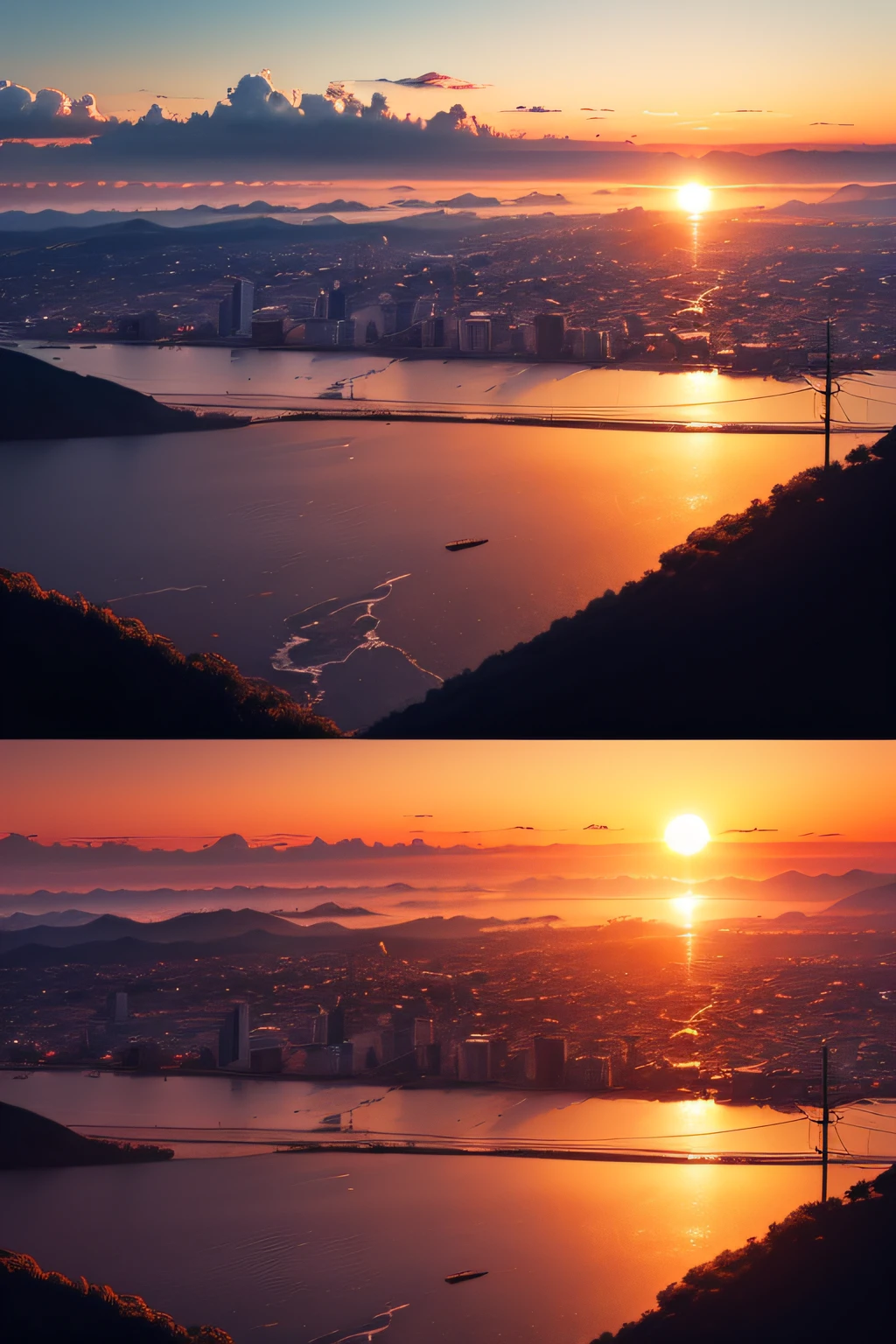 paisagem, por do sol, widescreen, 8k, alta resolução, realista
