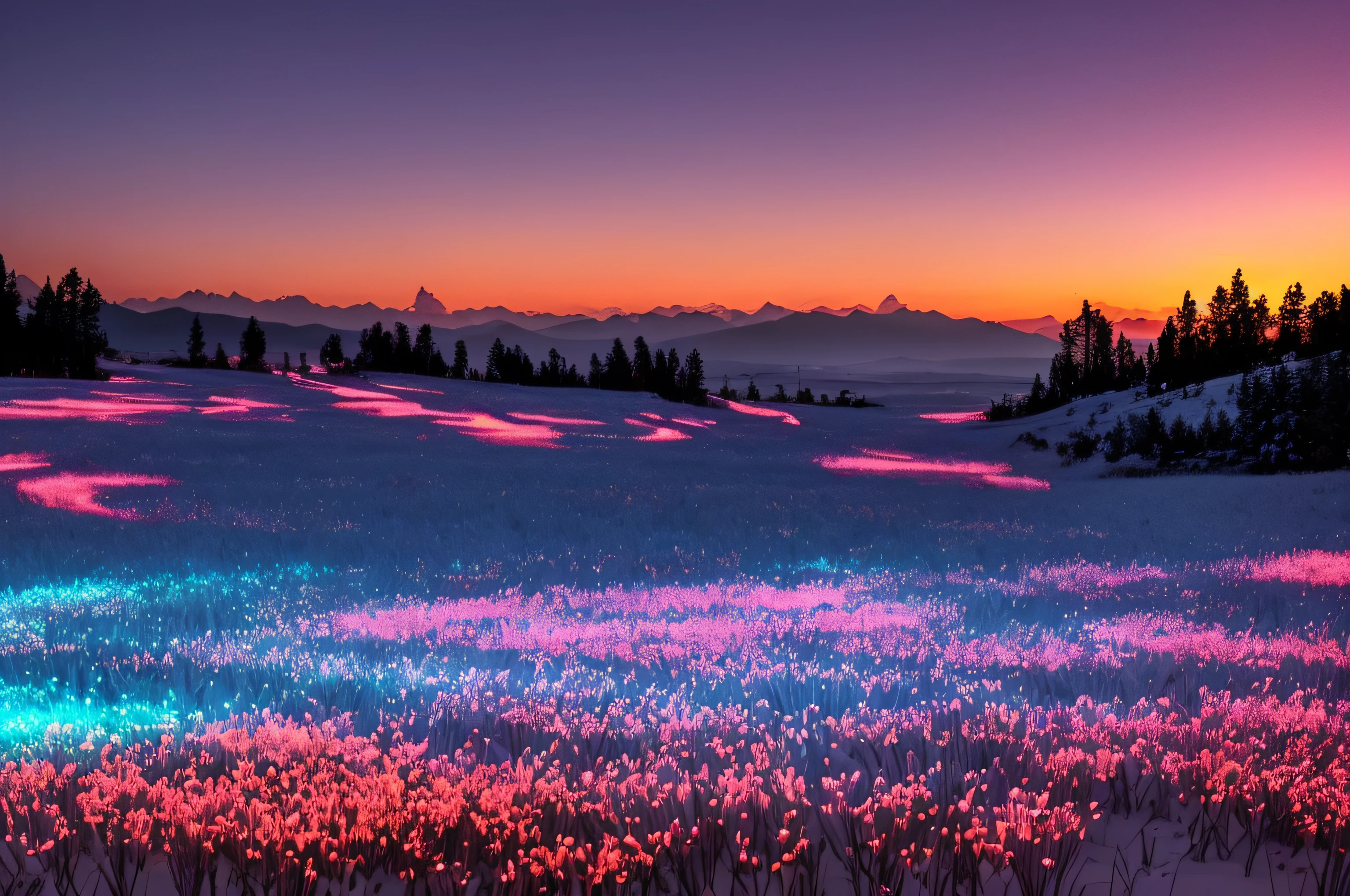 an incredible twilight with glowing particles everywhere