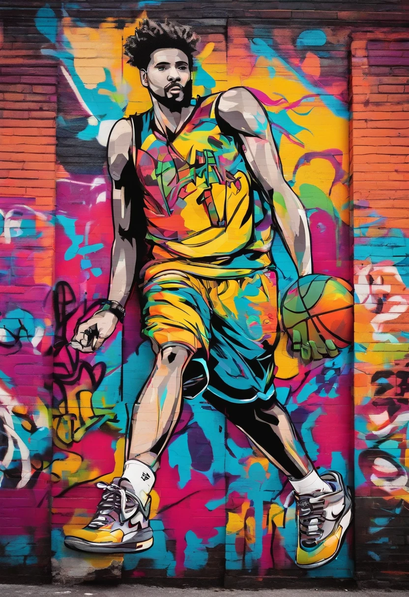 dynamic basketball pose wearing hairy nike shoes