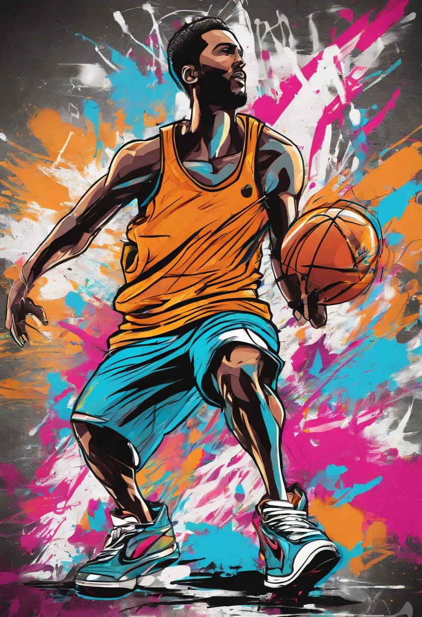 dynamic basketball pose wearing hairy nike shoes