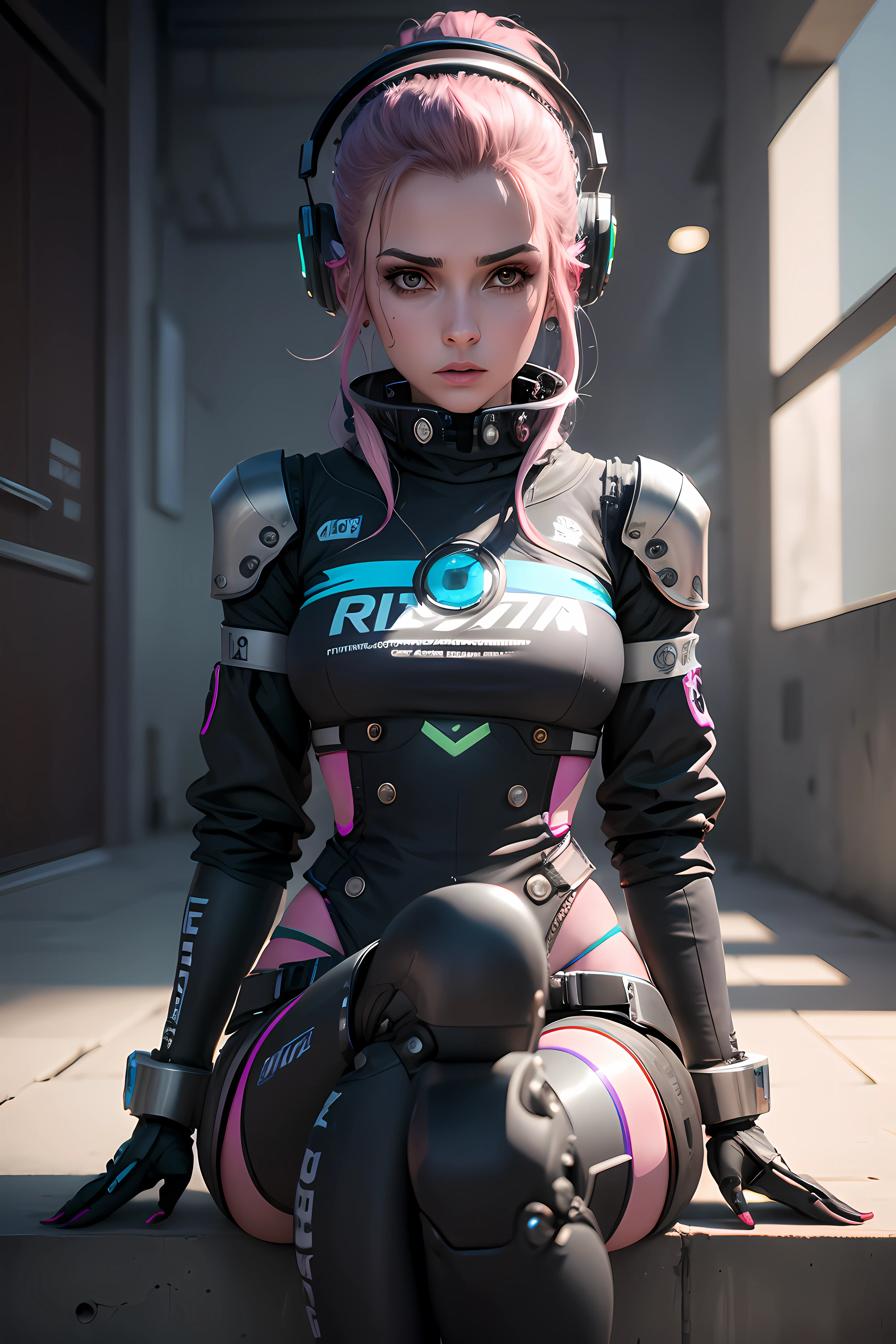 Robot mitad mujer humana, mitad robo, ciber punk, Ropa corta ultra realista de 8k