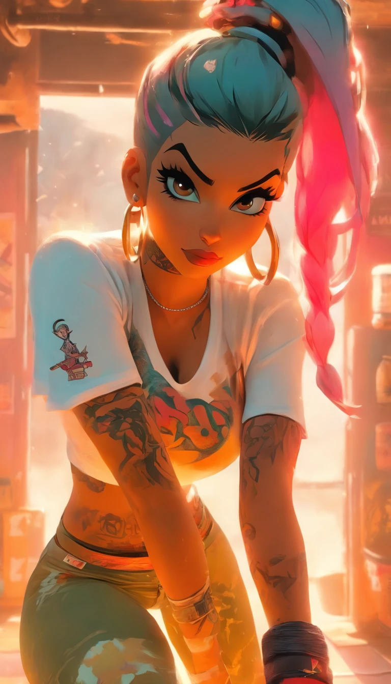 bottom, In boho chic style, in a coffee, ice cream print, multicolored neon lights, neon garlands, Mint Lavender Pink Hair, mixed language_SMS, japanese graffiti, (bottom hermoso y claro:1.2),, fantastic paintings ,graffiti style, very detailed eyes , underwear, cord, latex, blonde girl, cat print, tattoo, affectionate, amar, cabello ultra detailed, masterpiece, Best Quality, high quality, High resolution, Details improvement, ((most beautiful image in the world)), masterpiece, Best Quality, high quality, High resolution, Details improvement, ((most beautiful image ), Bright Pink Ombre Hair, Stampa Flores ultra-short fitted, Rollers, mesh stockings, denim shorts, art by stjepan sejic, arte de j scott campbell, art by guillem march, Art by Citemer Liu, 4k, High resolution, comic character, comic, high quality detailed, style of ::2.0 style of ilustración comix,style of tattoo, high quality, High resolution, Details improvement, 8k, High Definition, Best Quality, high quality, High resolution, Details improvement, 8k, High DefinitionR, sharp focus, ultra detailed, perfect lighting, perfect body, medium breasts