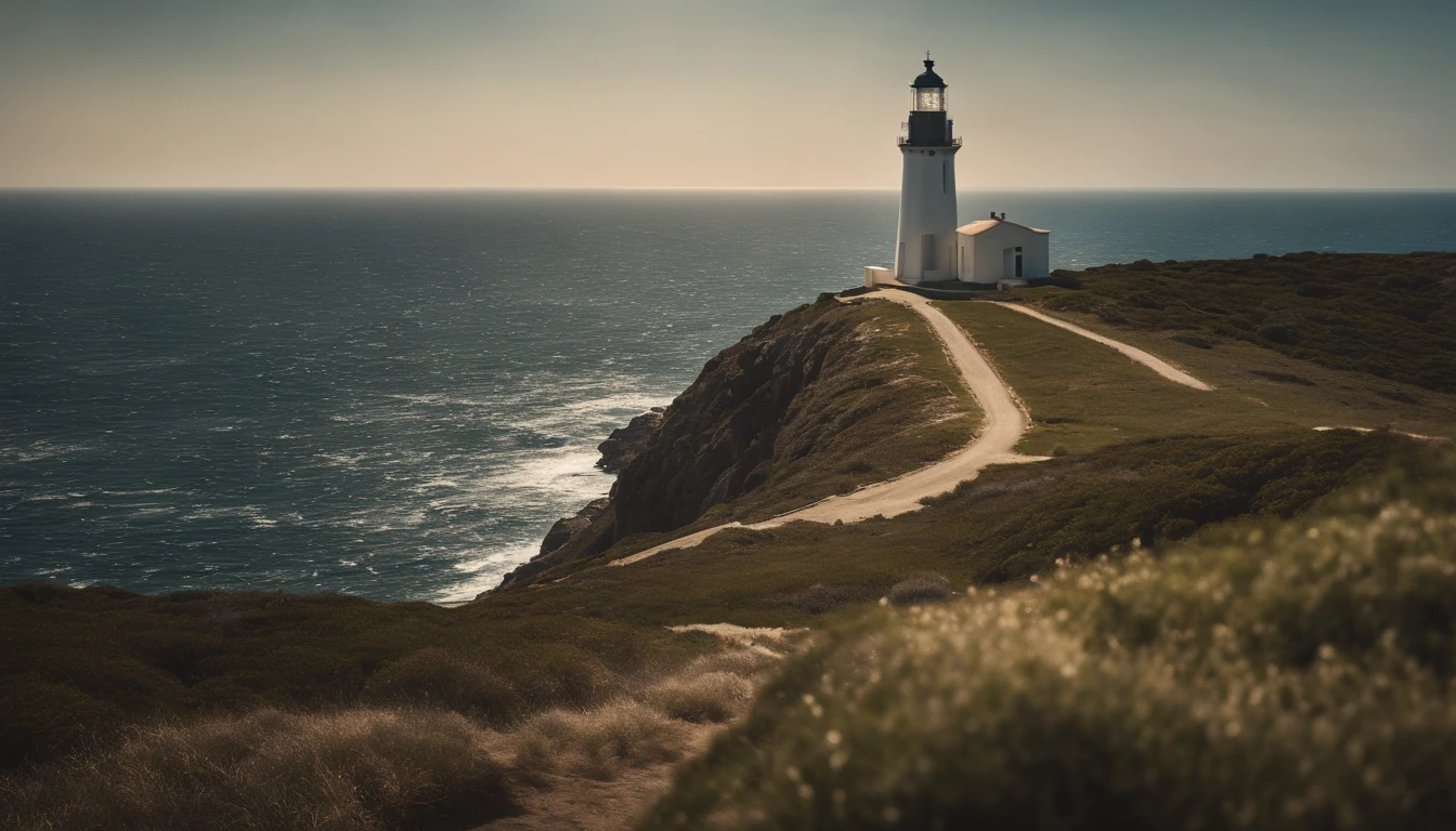 Cape Lighthouse,Expansive ocean,horizon,summer sunlight,first love,Refreshing breeze