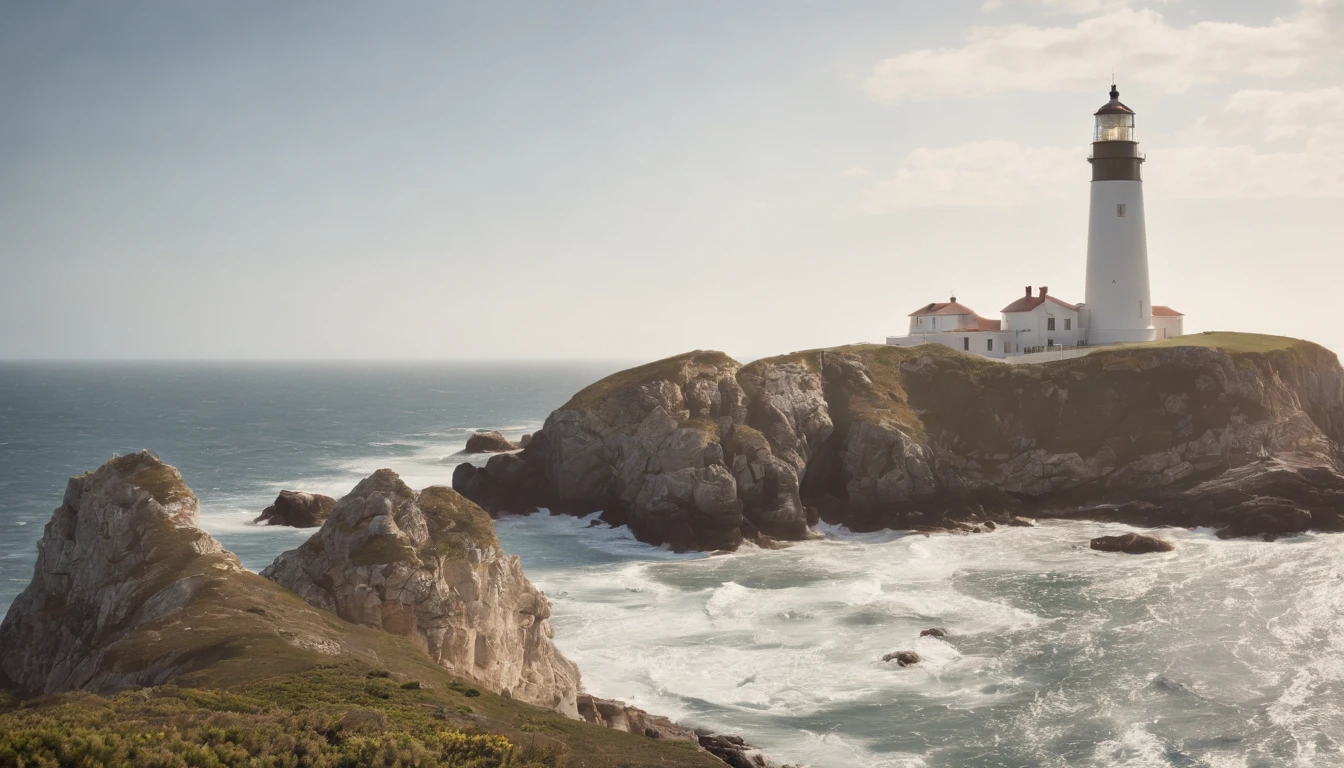 Cape Lighthouse,Expansive ocean,Horizon,summer sunlight,First love,Refreshing breeze