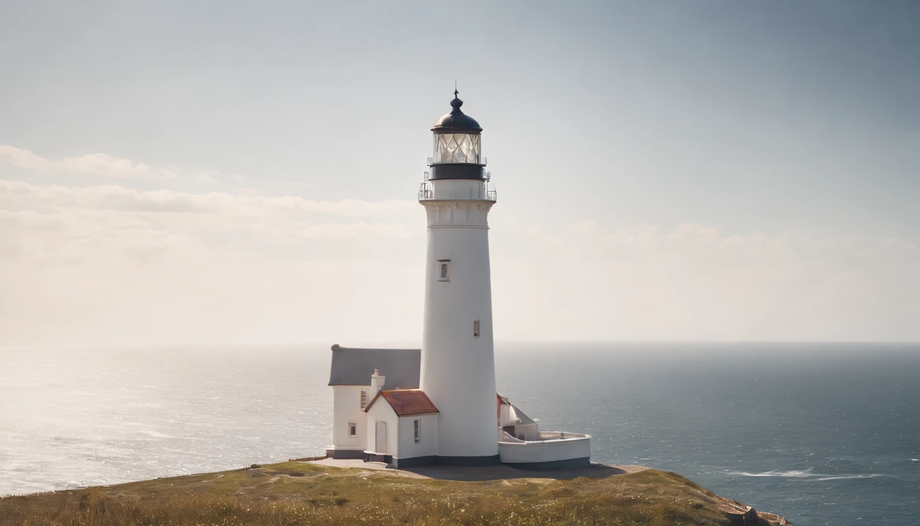 Cape Lighthouse,Expansive ocean,Horizon,summer sunlight,First love,Refreshing breeze